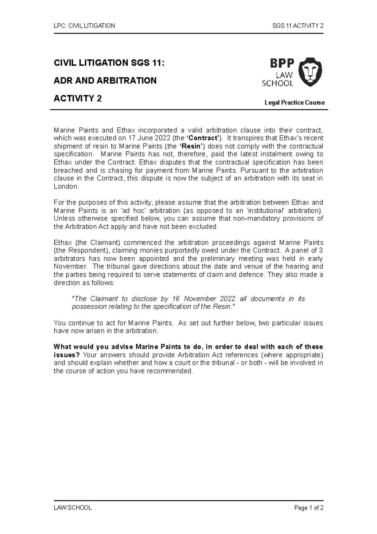 22-23+Civil+Litigation+SGS+11+Activity+2 - LPC: CIVIL LITIGATION SGS 11 ...