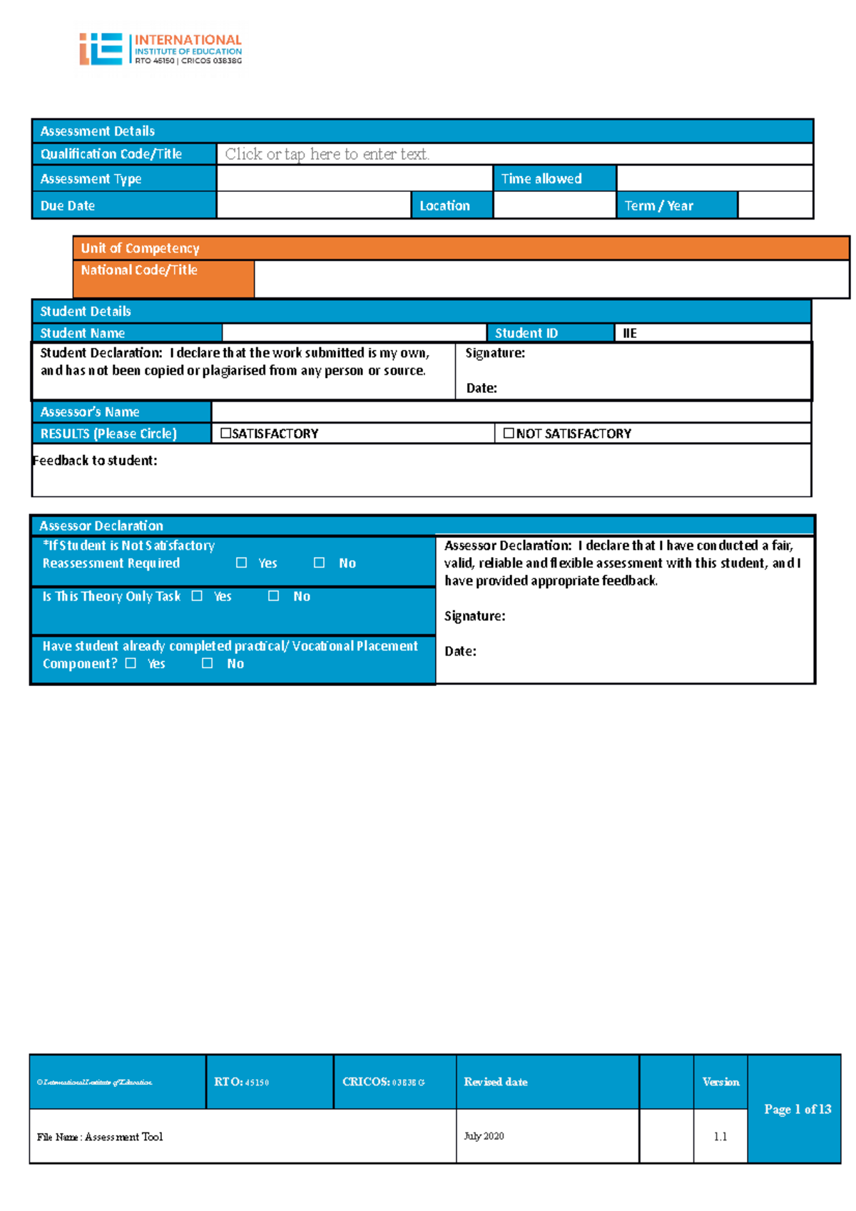 Assessment Task 2-6 - erg - Assessment Details Qualification Code/Title ...