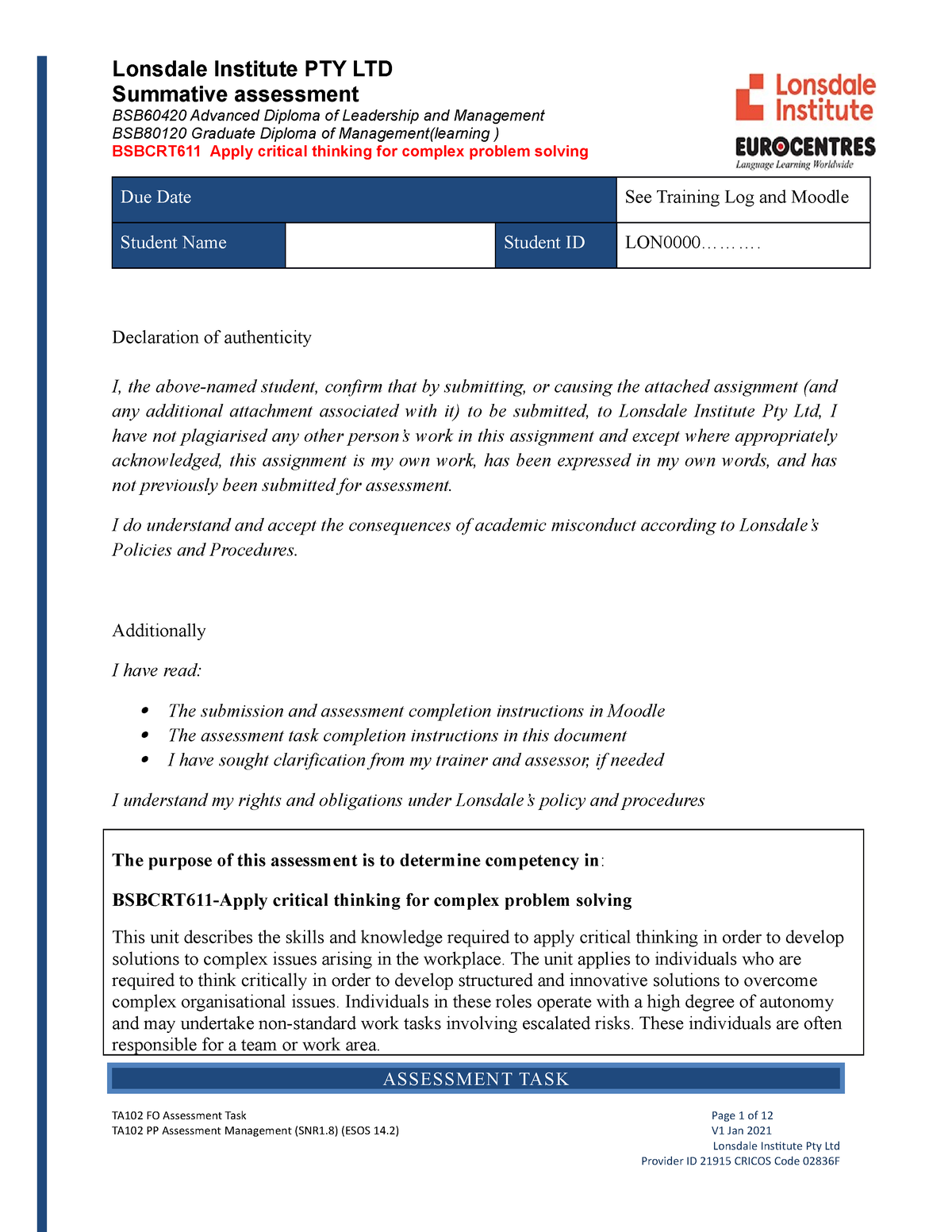 Lonsdale institute deals moodle