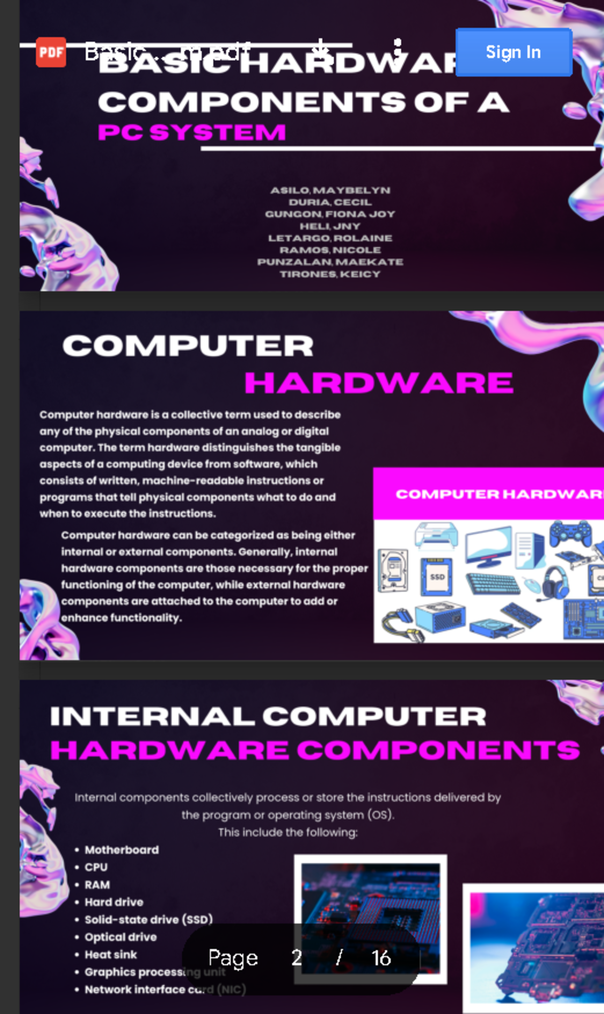 Basic Hardware Components of a PC System.pdf - Google Drive - Basic ...
