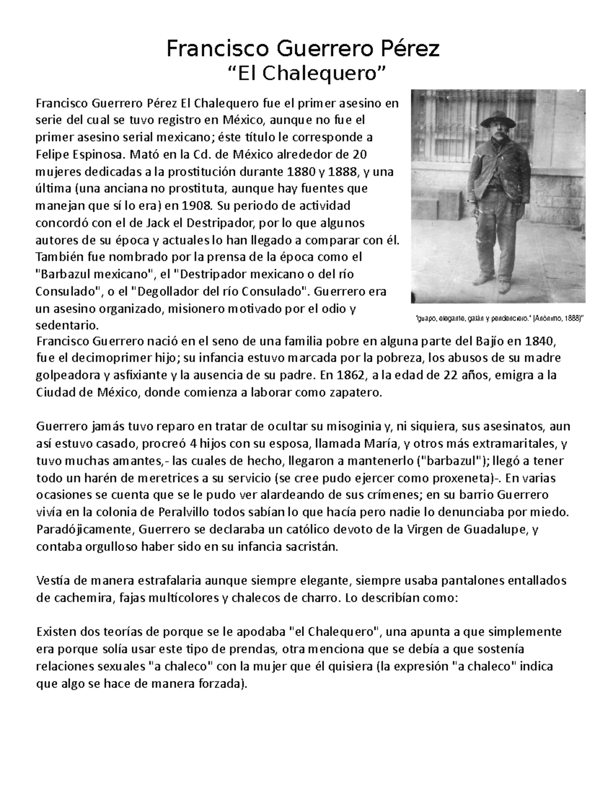 Francisco Guerrero Pérez Francisco Guerrero Pérez “El Chalequero