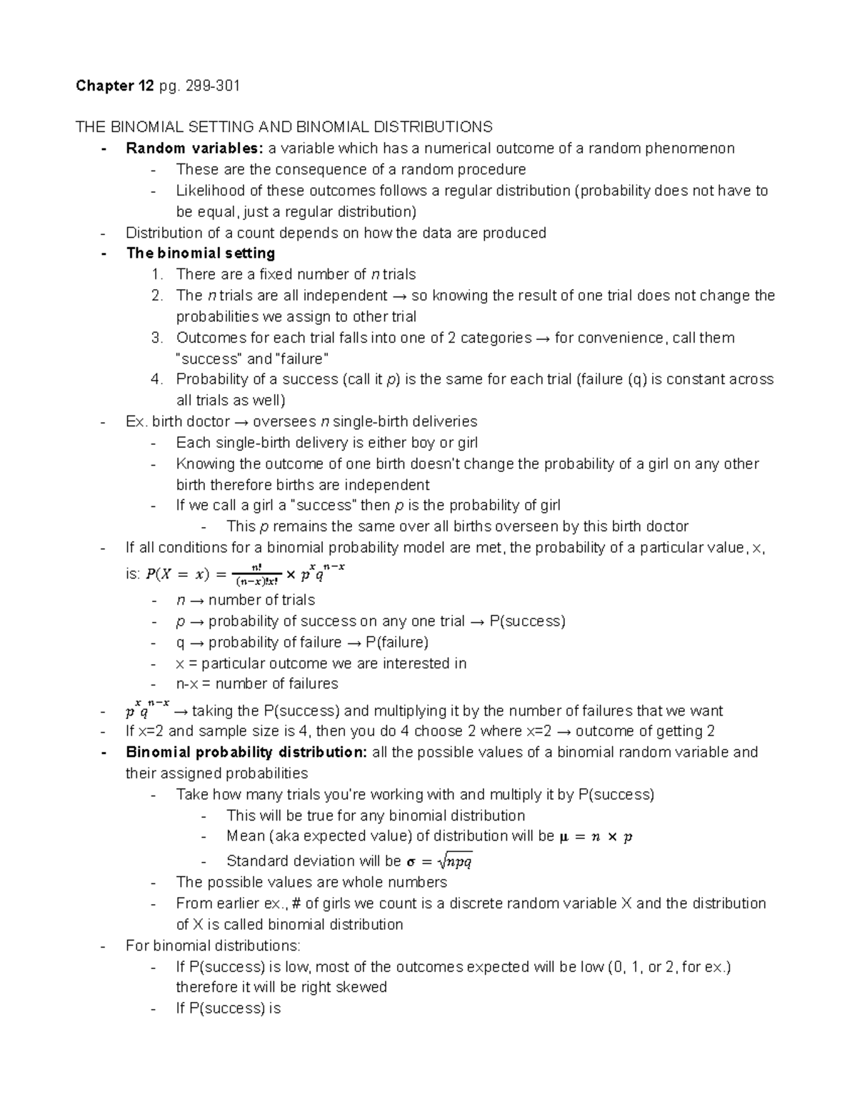 5 - Binomial Probability Model - Chapter 12 Pg. 299- THE BINOMIAL ...