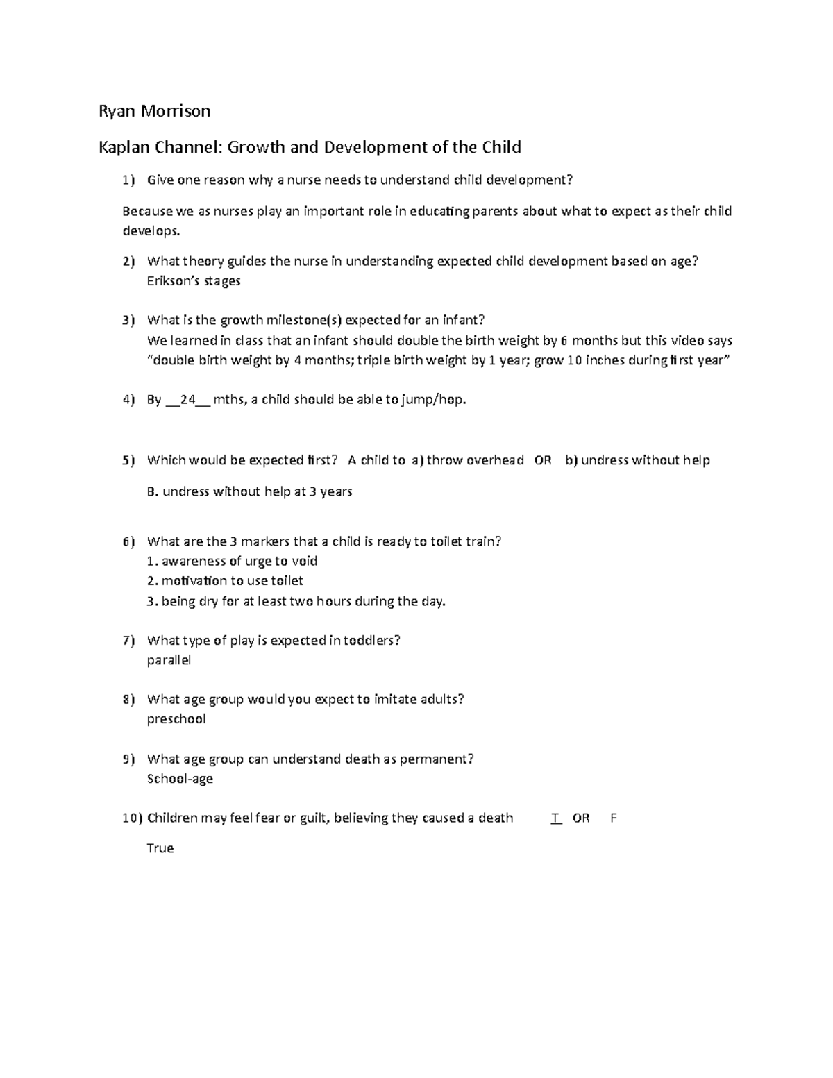 NURS 200 Growth and Development Assign Ryan Morrison Kaplan Channel