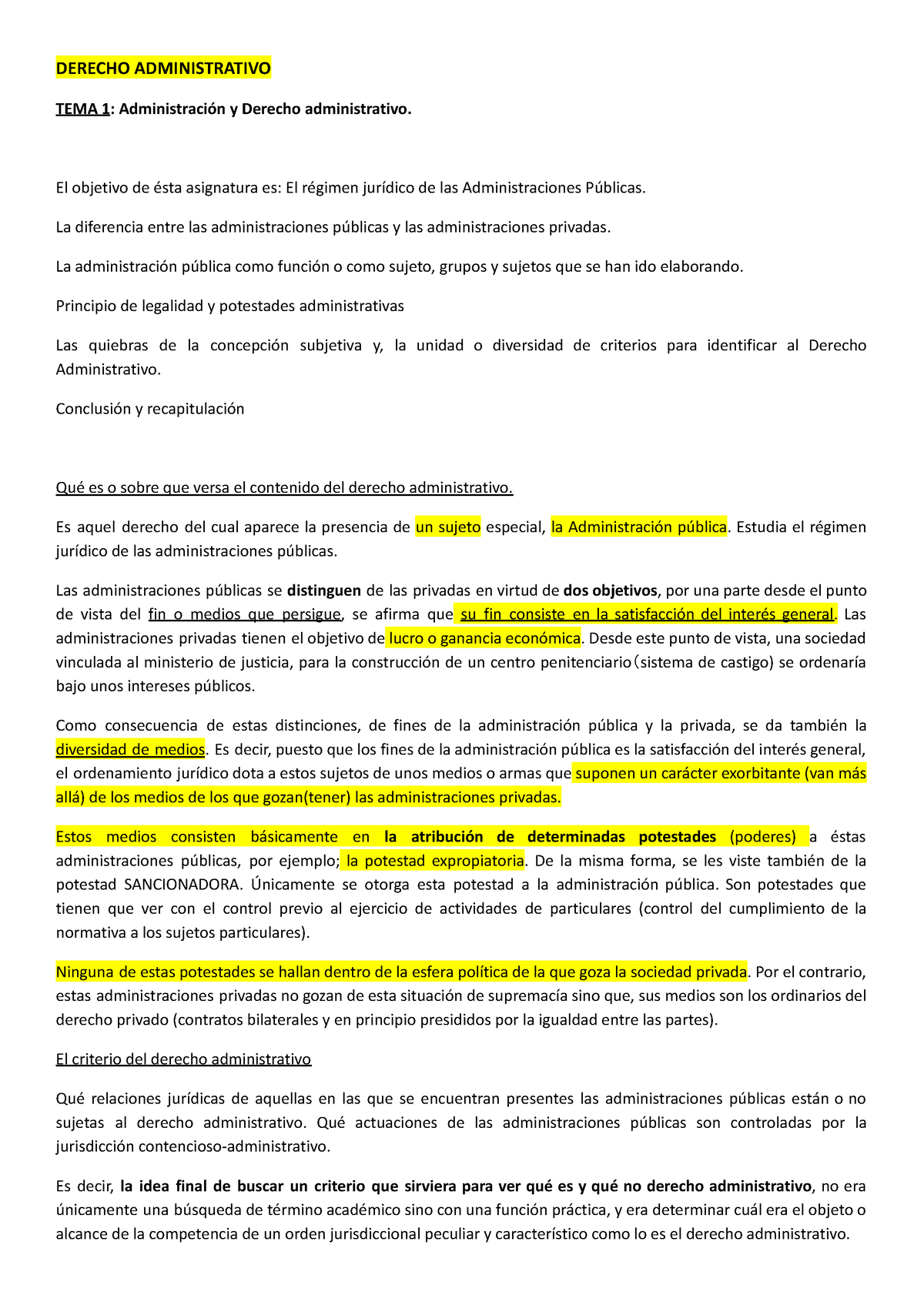 Apuntes Completa - DERECHO ADMINISTRATIVO TEMA 1: Administración Y ...