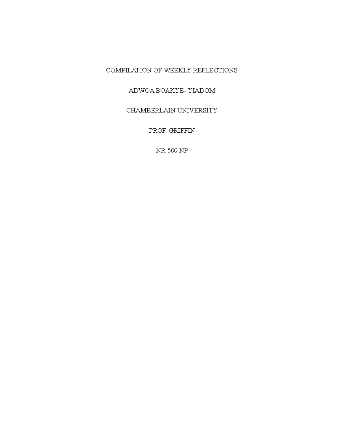 Compilation OF Weekly Reflections - COMPILATION OF WEEKLY REFLECTIONS ...