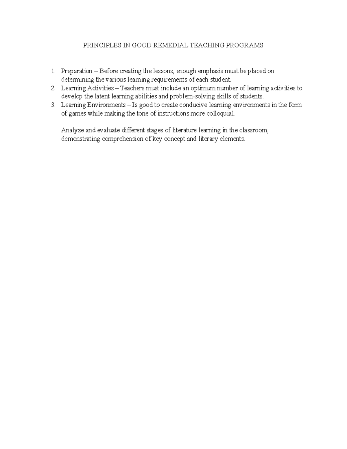 Principles IN GOOD Remedial Teaching Programs - PRINCIPLES IN GOOD ...