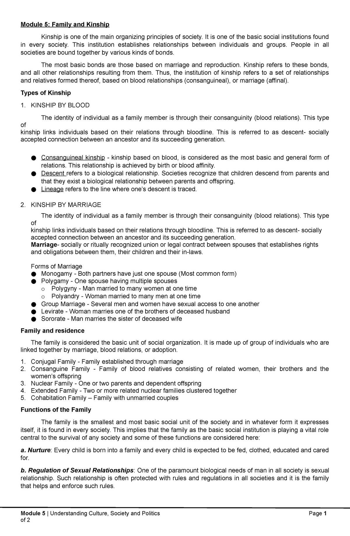 Module-5-UCSP Online - UCSP Module 5 - Module 5: Family And Kinship ...