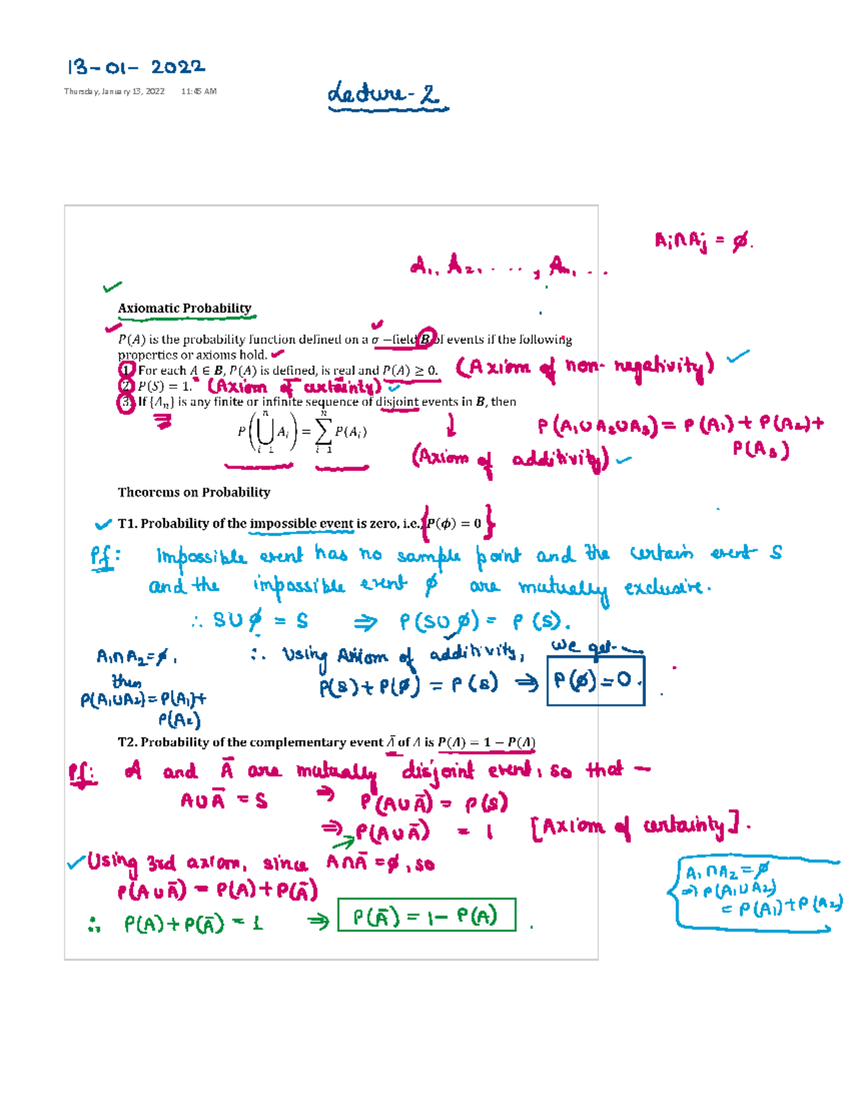 Lec 2 - notes - Thursday, January 13, 2022 11:45 AM 2 AinAj 0 A.,A2, An ...
