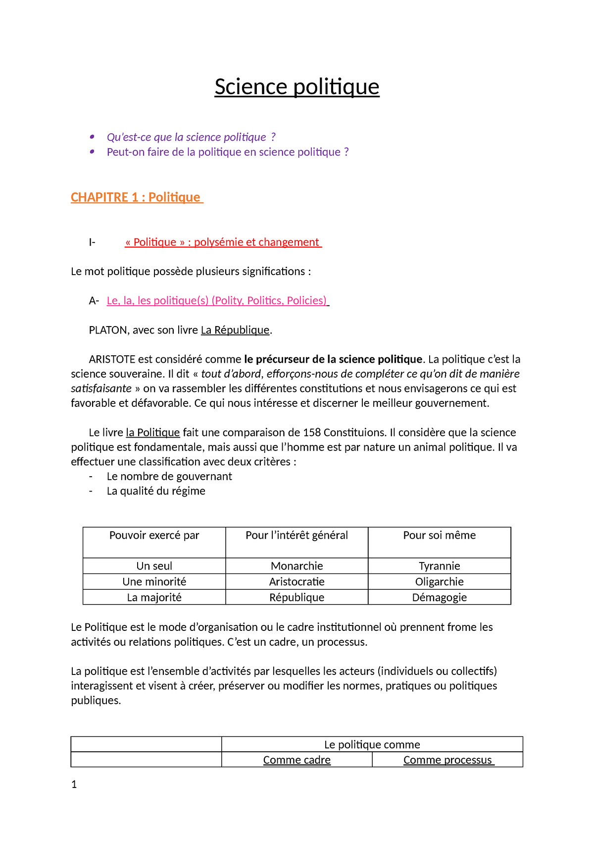 l'autonomie de la science politique dissertation