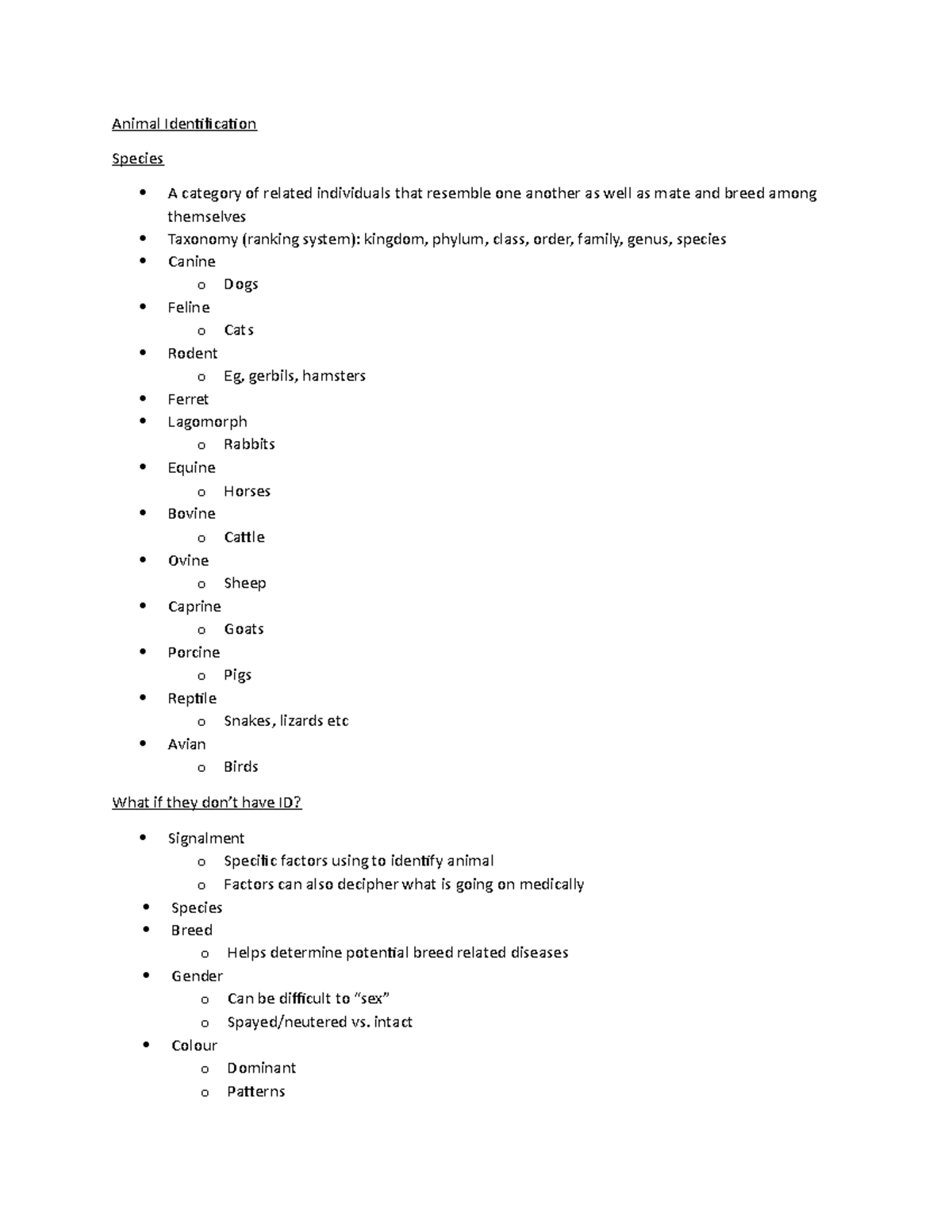 Animal Identification - Animal Identification Species A category of ...