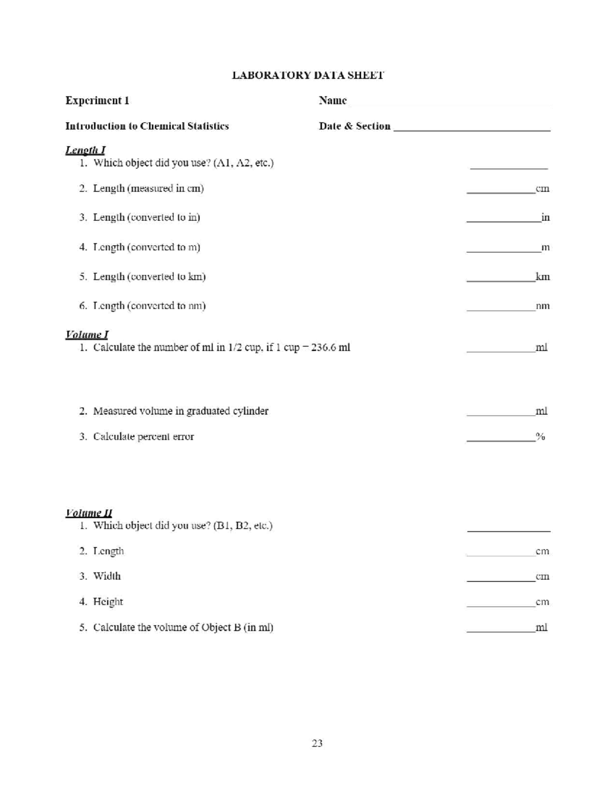 CHEM Data Lab Sheets - CHEM 1111 - Studocu