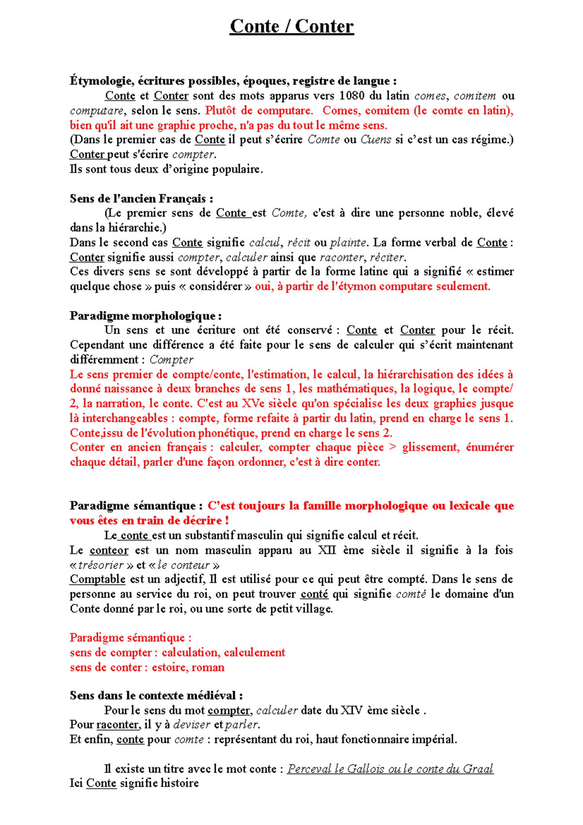 Conteconter Conte / Conter Étymologie, écritures possibles, époques