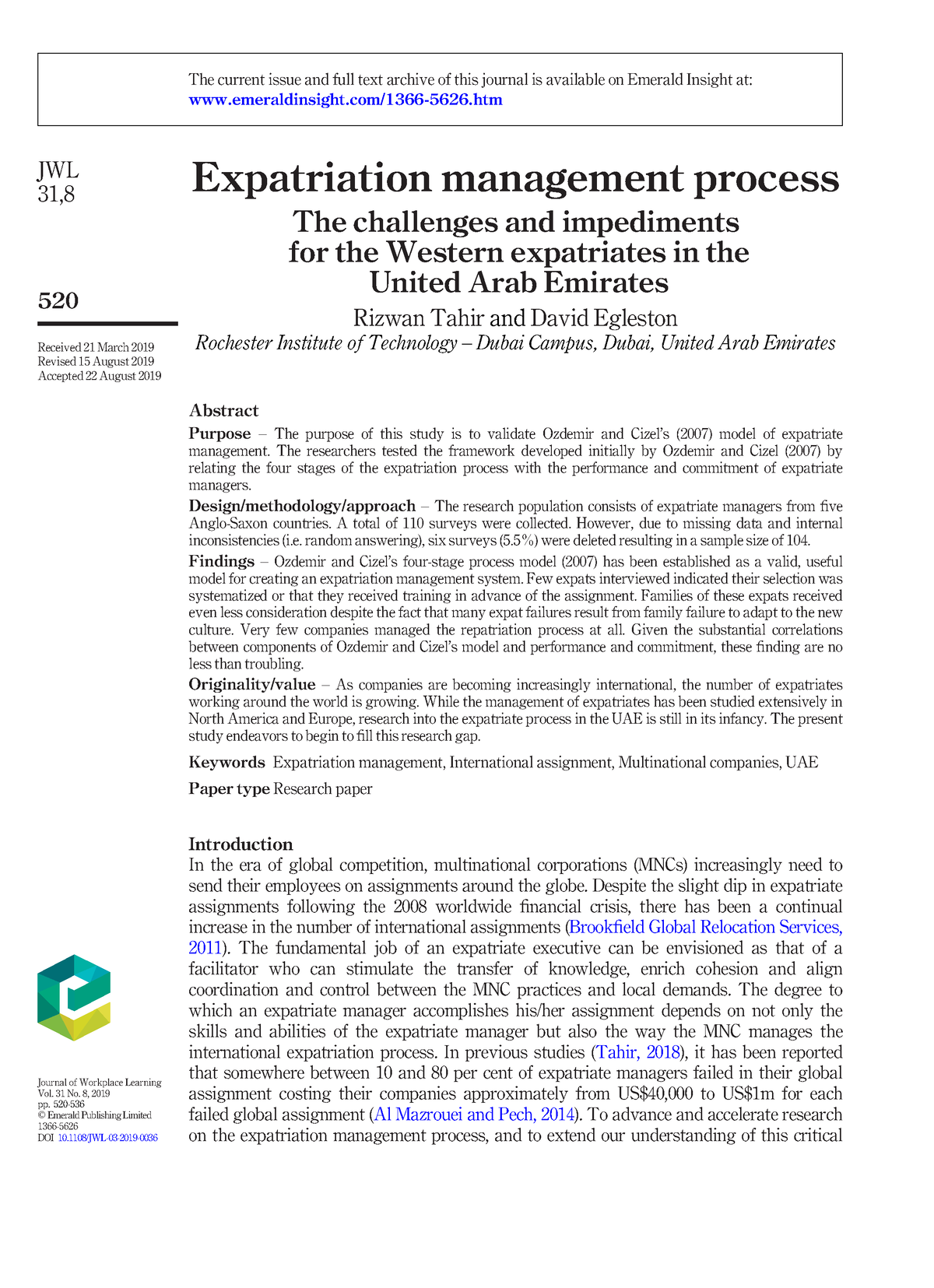 expatriate management assignment