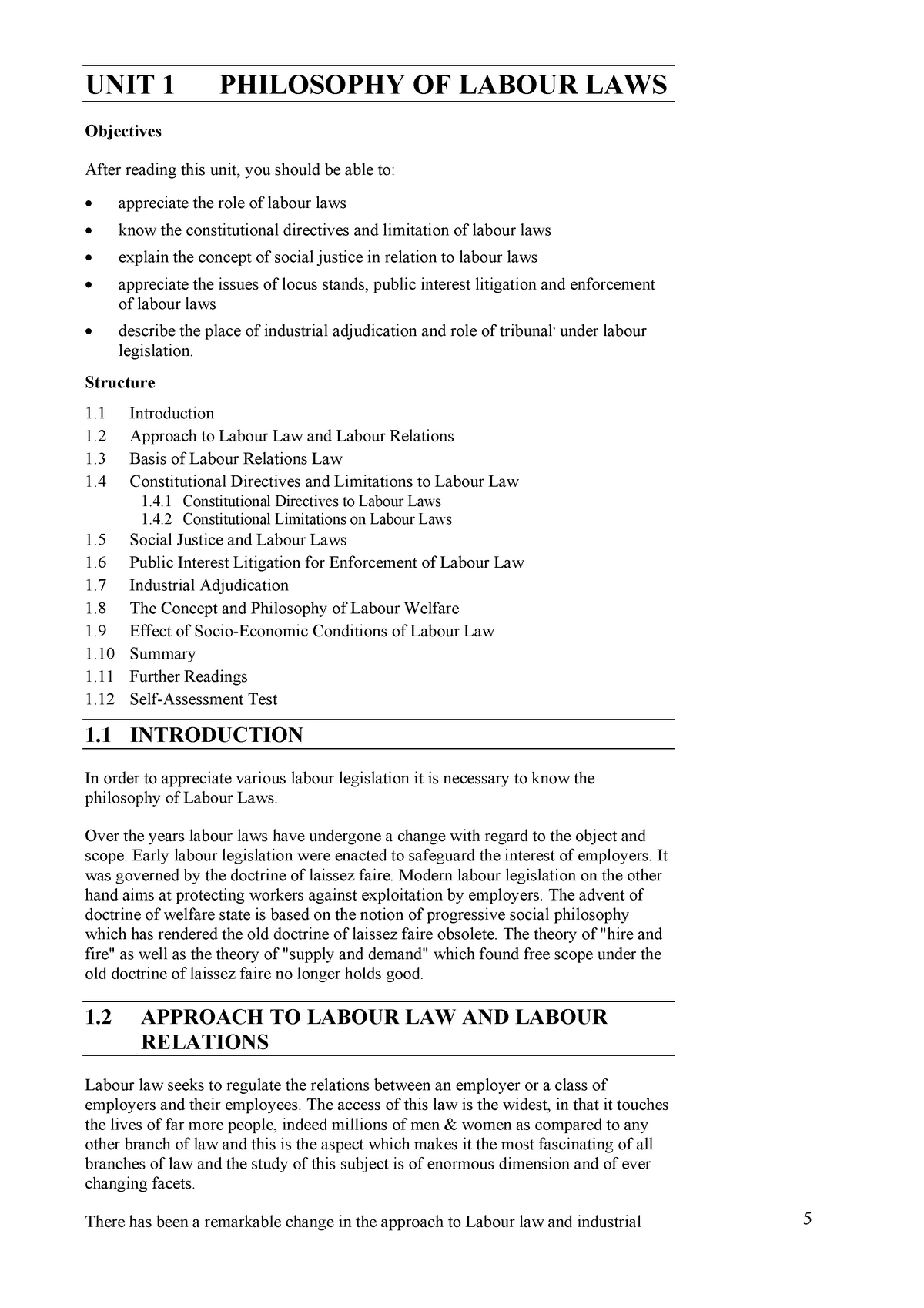 Unit-1 Labour Law Act And Introduction With Complete Studt Material ...