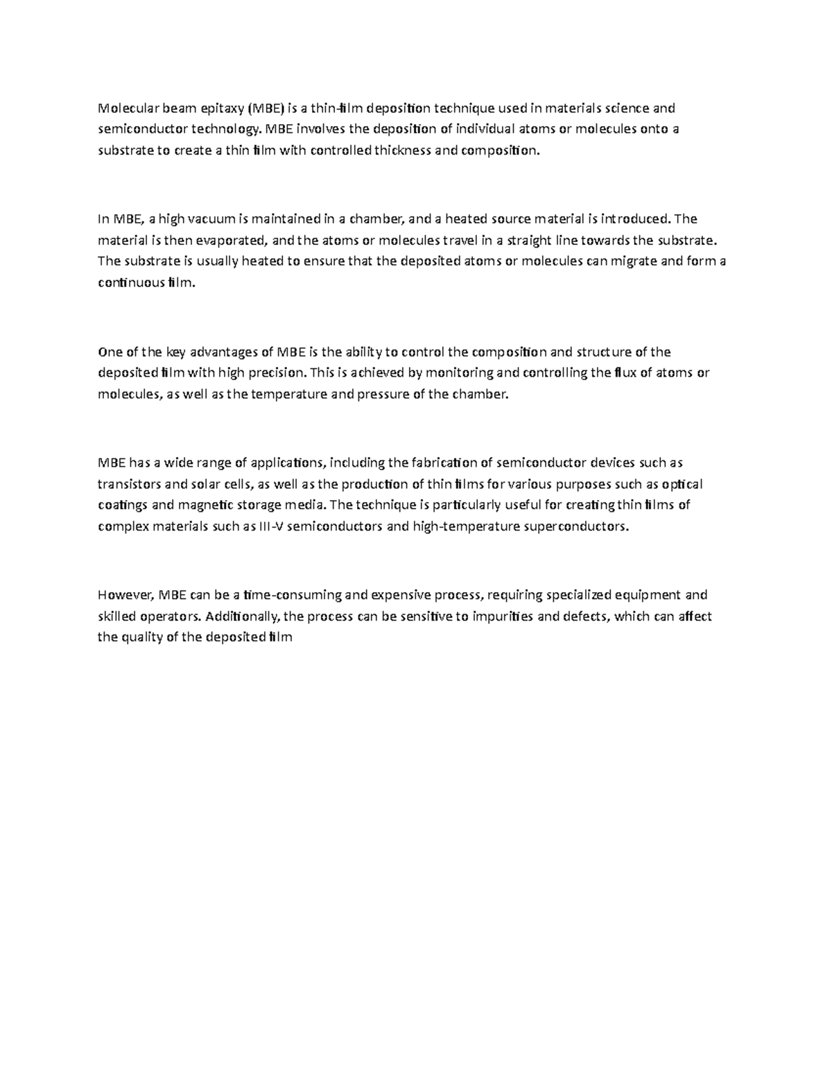 Molecular beam MBE - Molecular beam epitaxy (MBE) is a thin-film ...