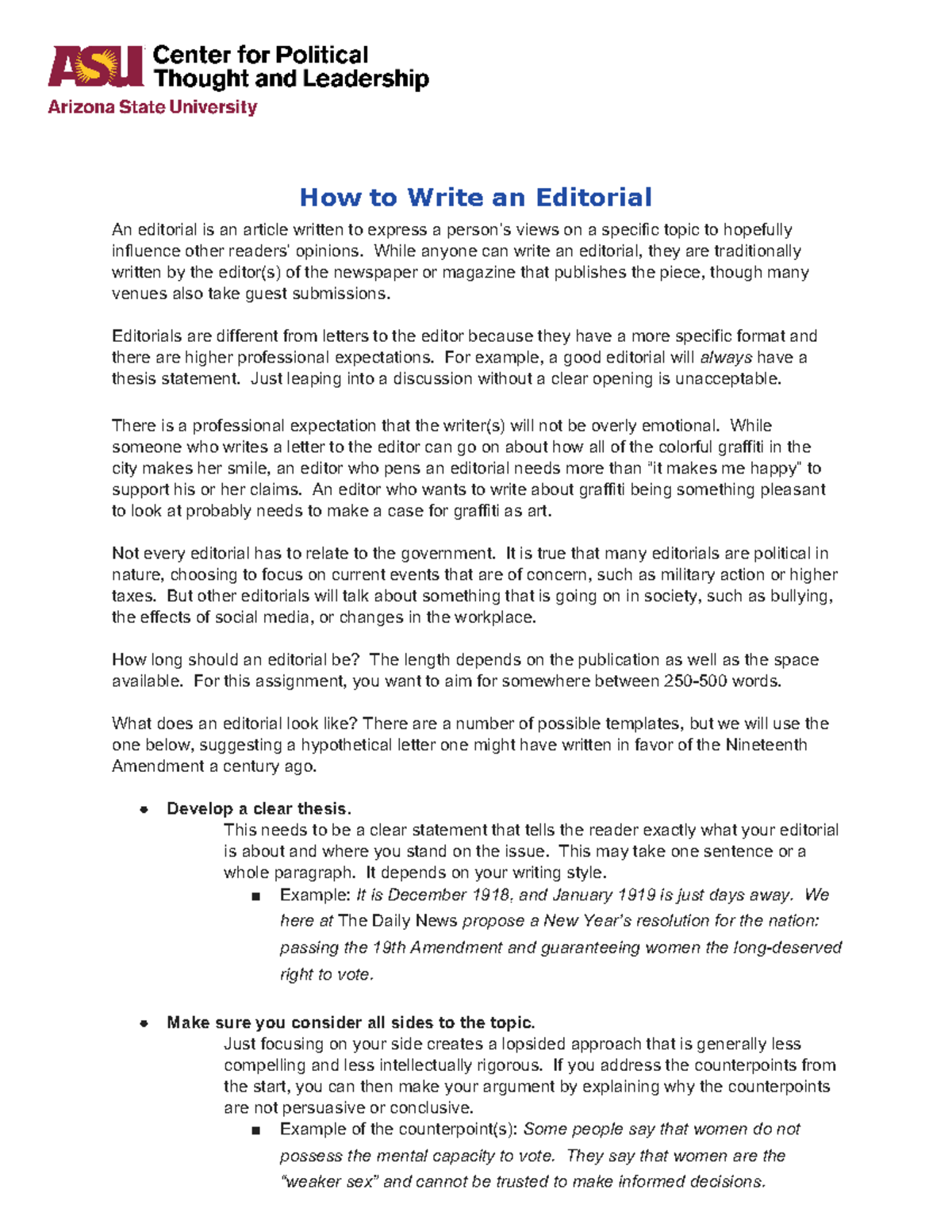 Q63 How to Write an Editorial CPTL - How to Write an Editorial An ...