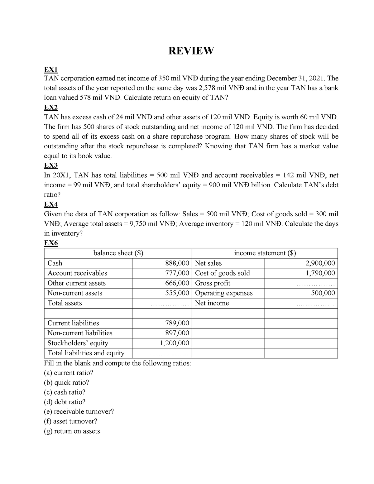 Review Final - REVIEW EX TAN Corporation Earned Net Income Of 350 Mil ...