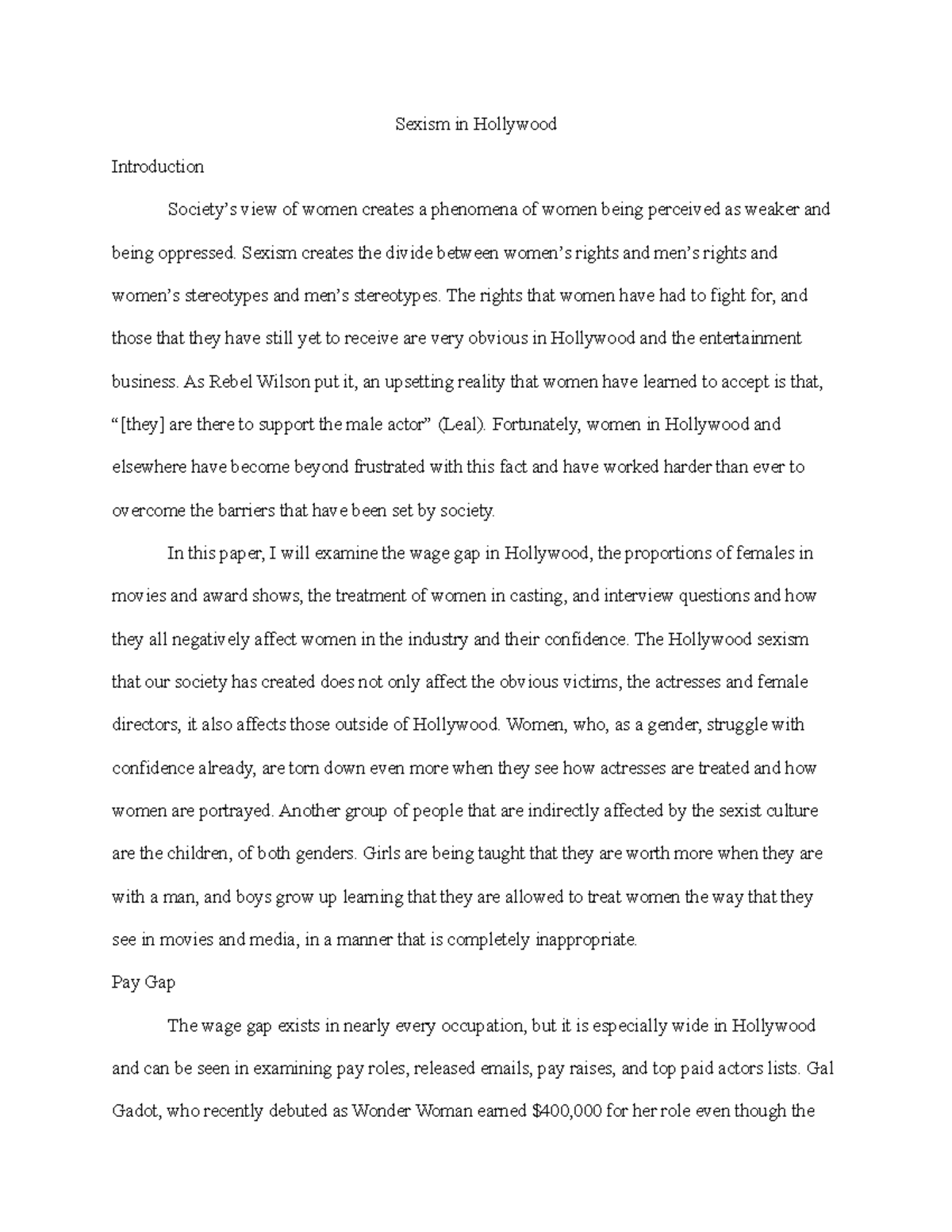 Persuasive Essay On Acting In Hollywood