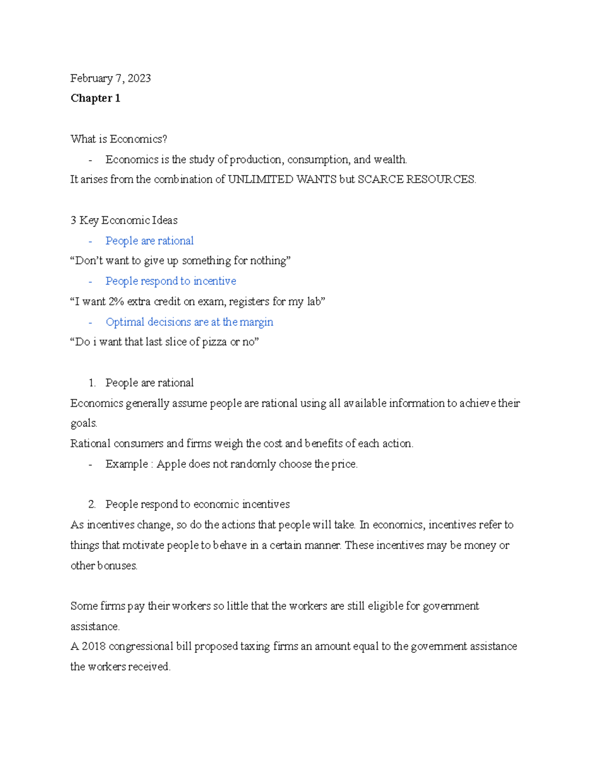 ECON103 Exam 1 Content - All notes and topics that are covered in exam ...