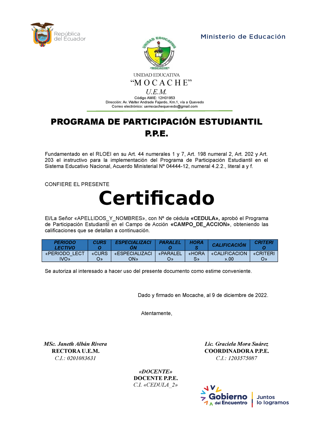 modelo de certificado de participacion