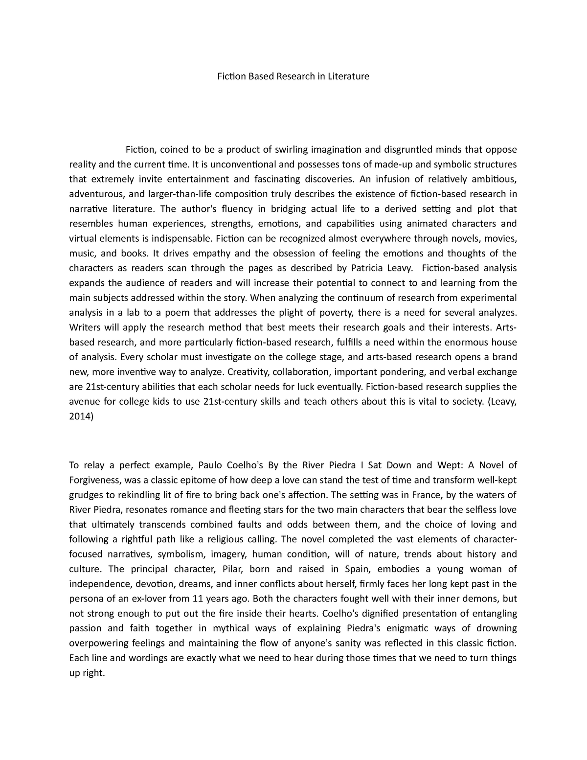 research paper of fiction