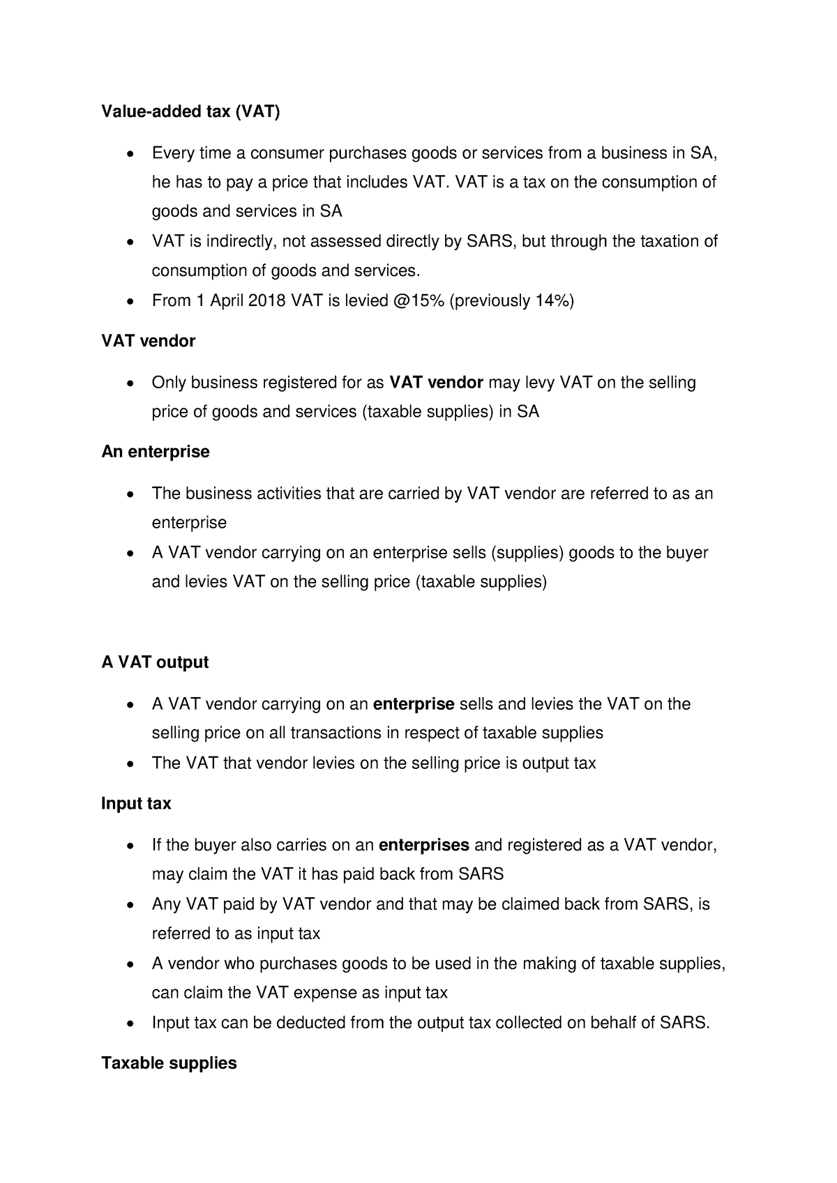 VAT Notes Example 3 - Value-added tax (VAT) Every time a consumer ...