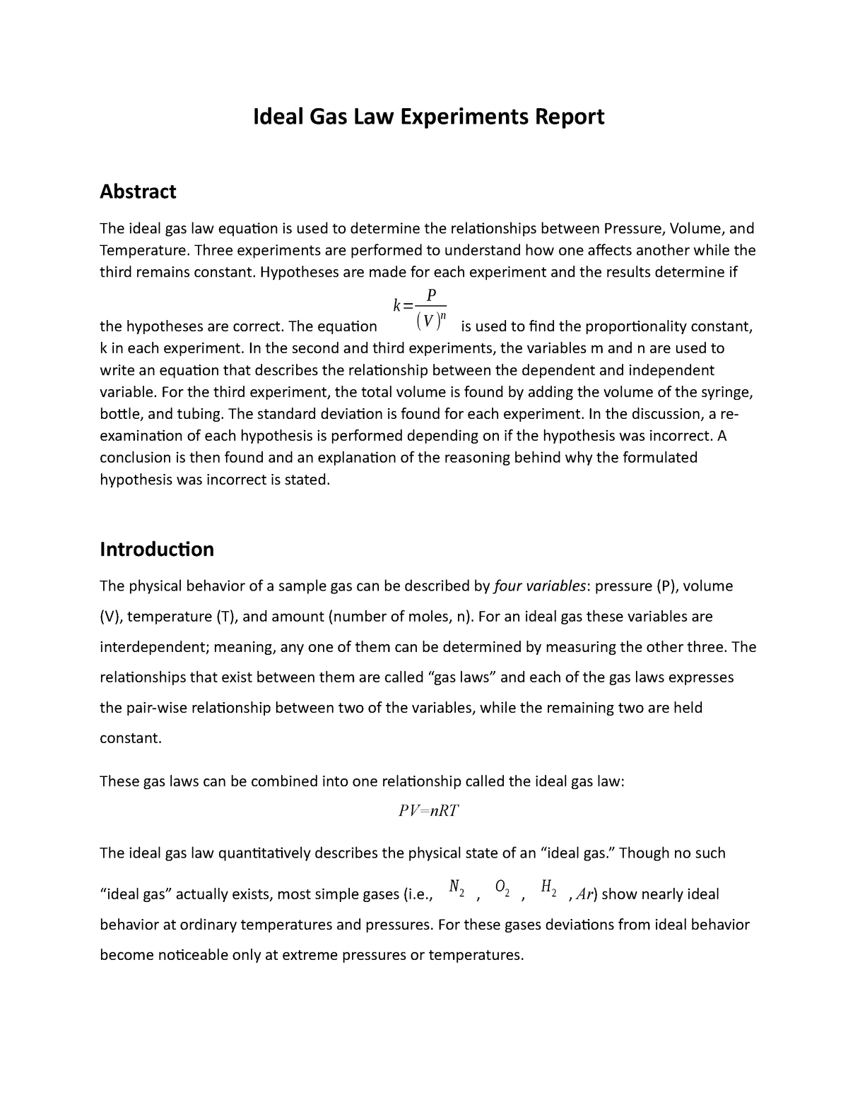 gas law research paper