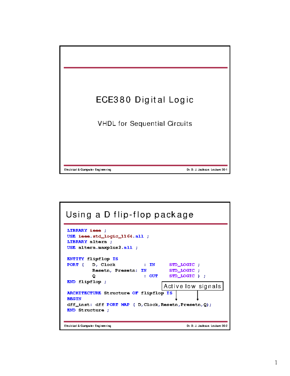 Lec 30 - VHDL For Sequential Circuits - ECE380 Digital Logic VHDL For ...