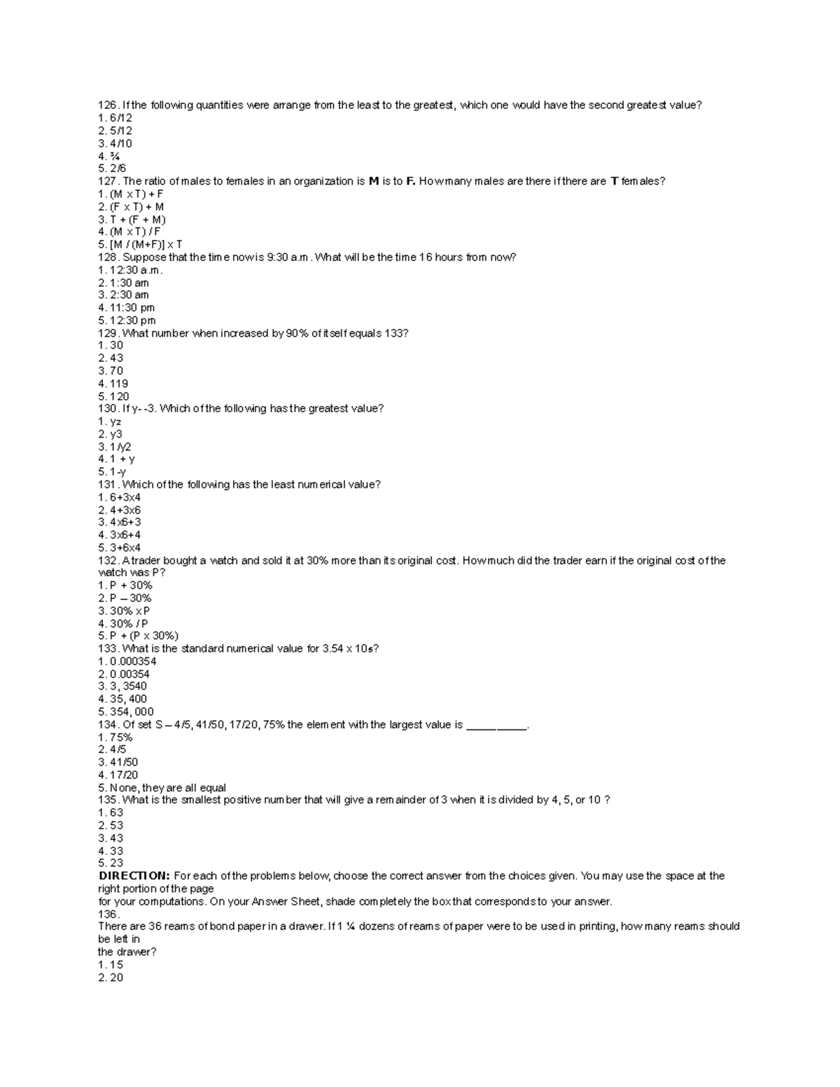 Percentage computation - If the following quantities were arrange from ...