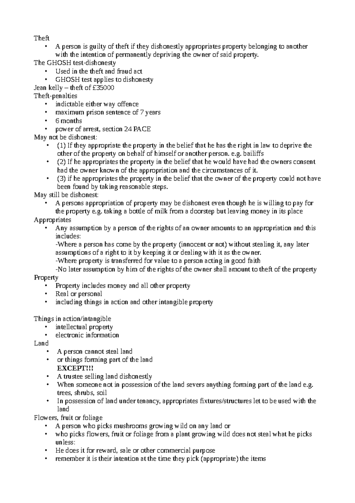 Theft lecture notes 13 theft a person is guilty of theft if they 