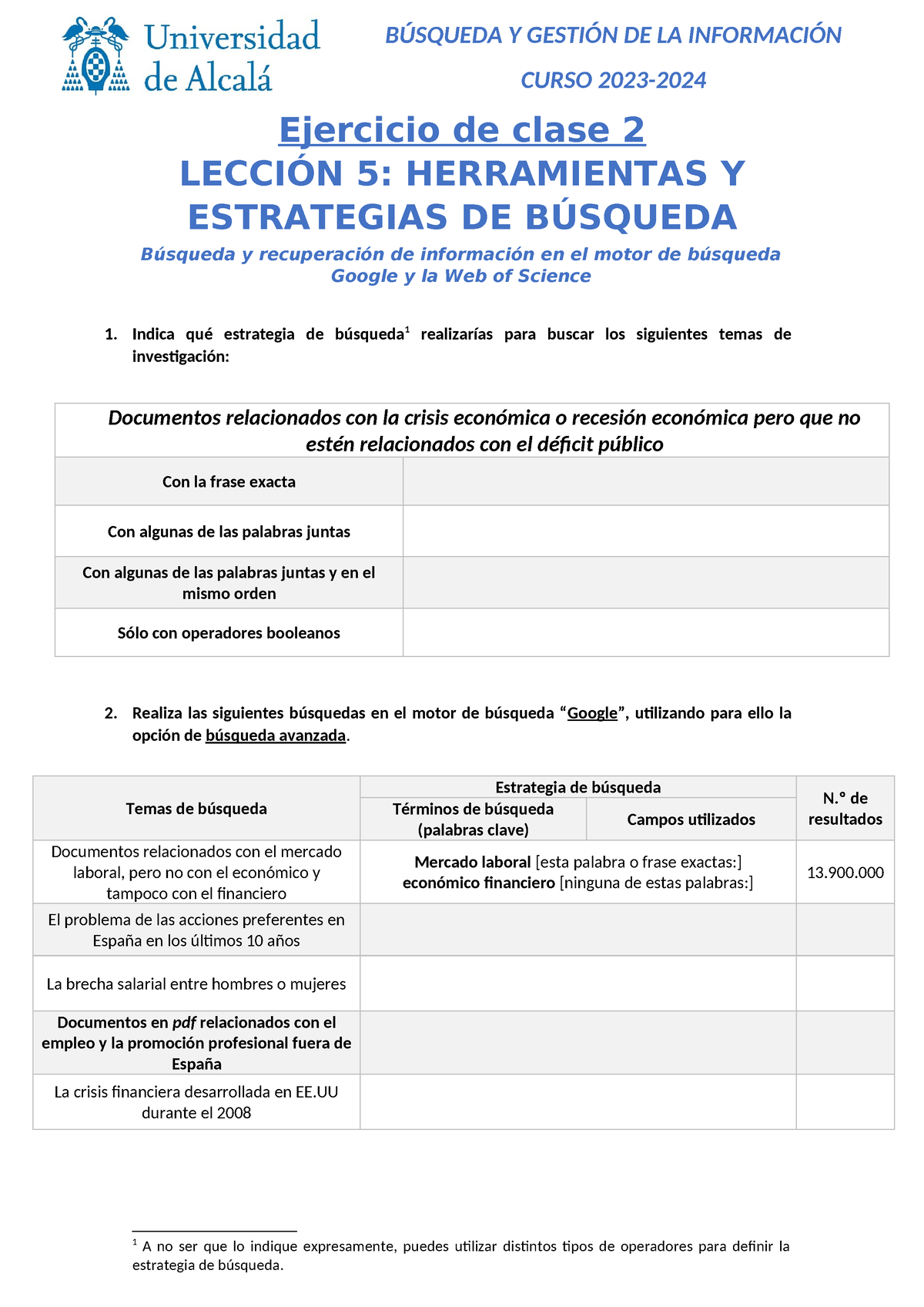 Modulo II (Práctica L5) Clase 2(1) - BÚSQUEDA Y GESTIÓN DE LA ...