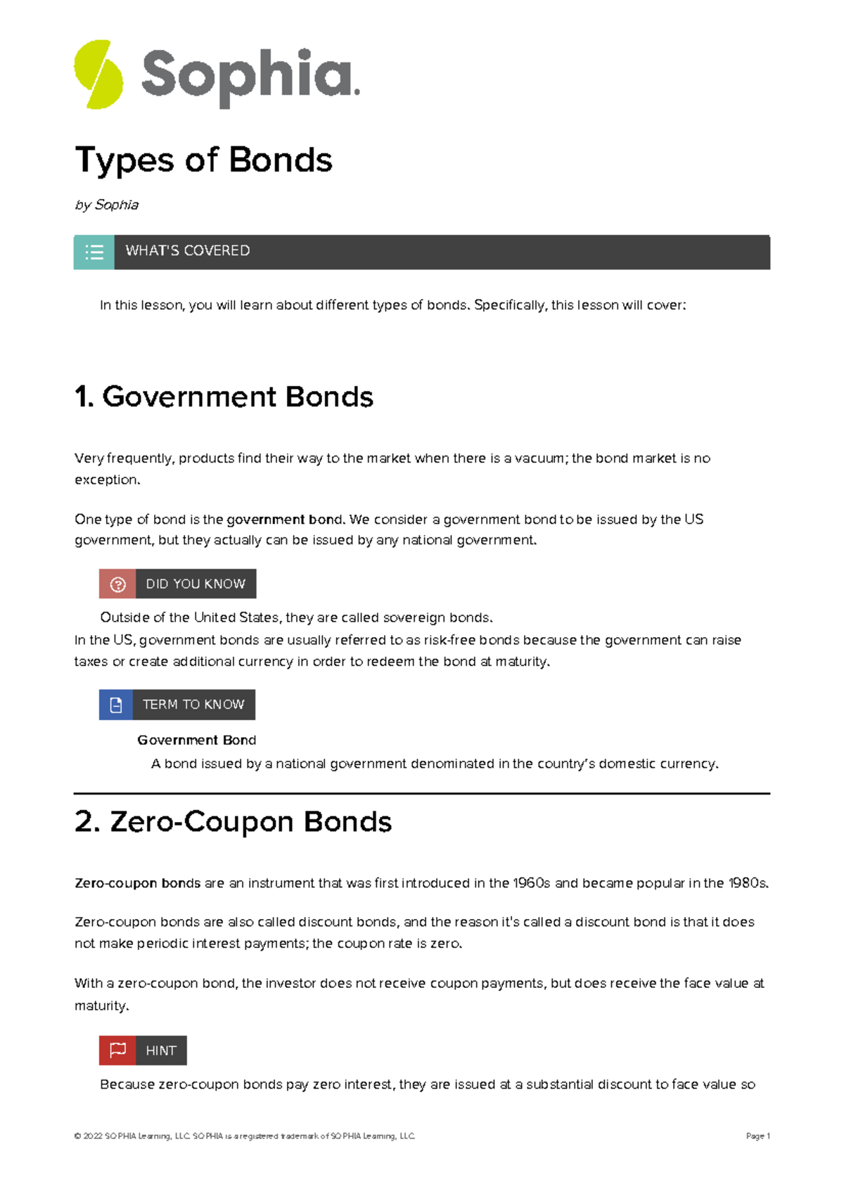 types of bonds assignment