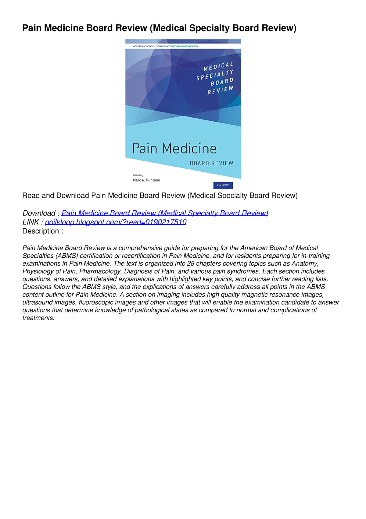 PDF BOOK DOWNLOADPain Medicine Board Review (Medical Specialty Board ...