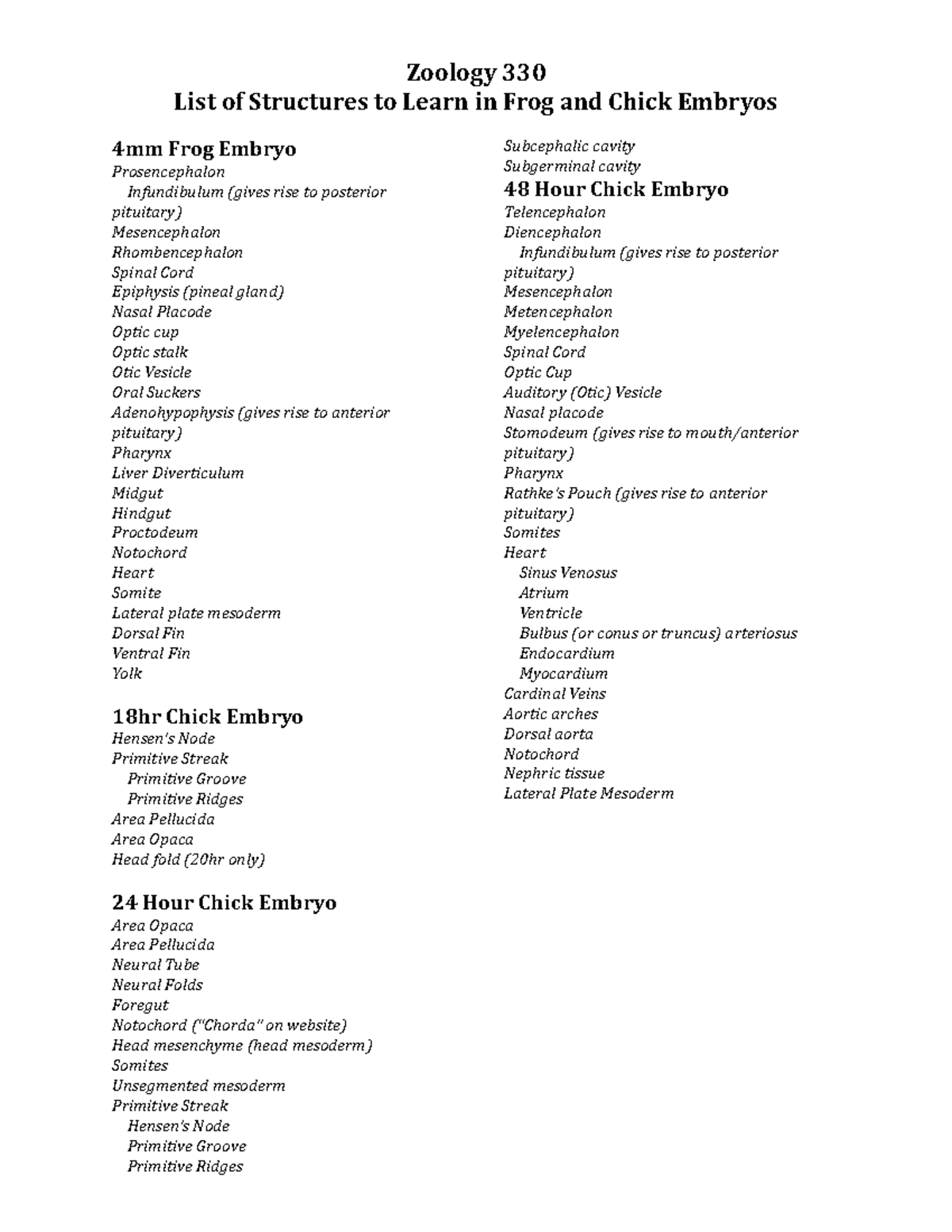 List of Structures to Learn Studocu