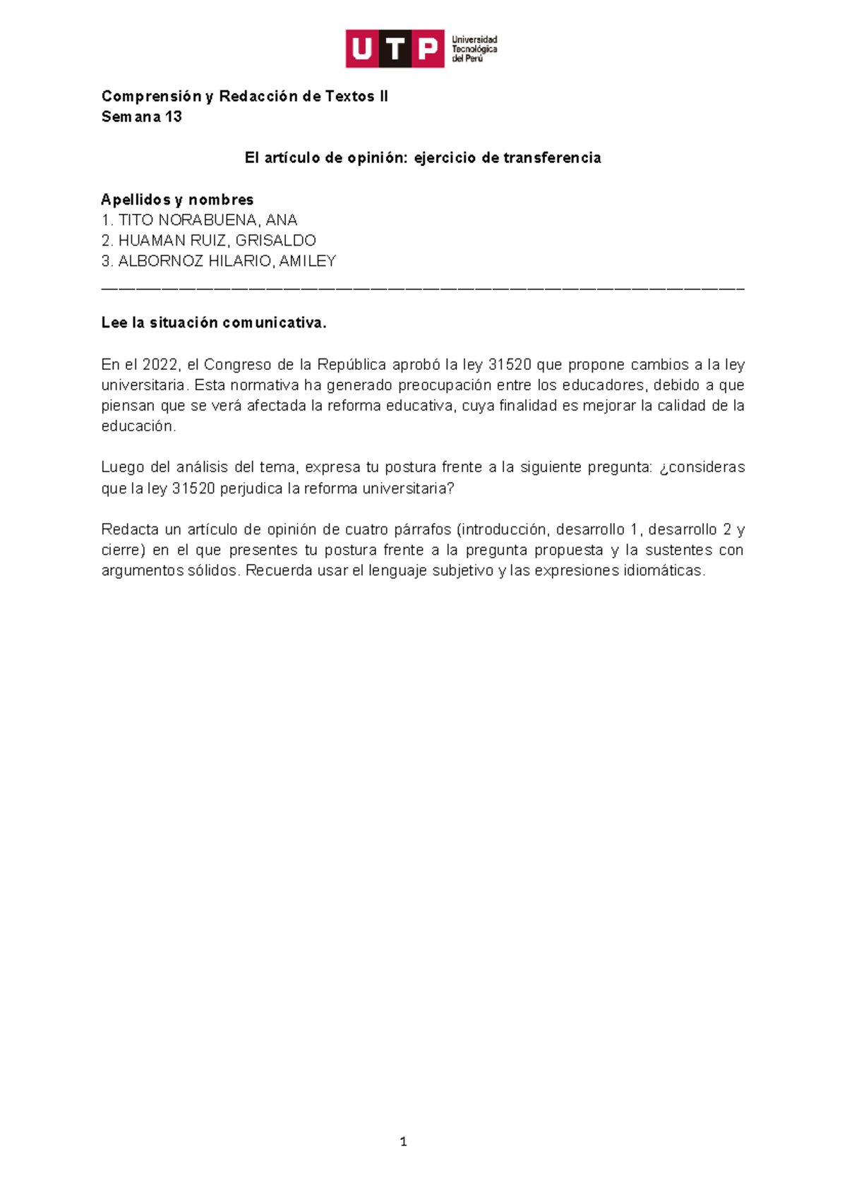 Semana 14 Final-1 (2) - Zzzz - Comprensión Y Redacción De Textos II ...