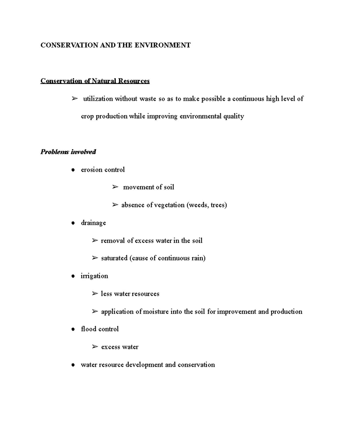 Conservation AND THE Environment - Erosion, Drainage, Irrigation ...