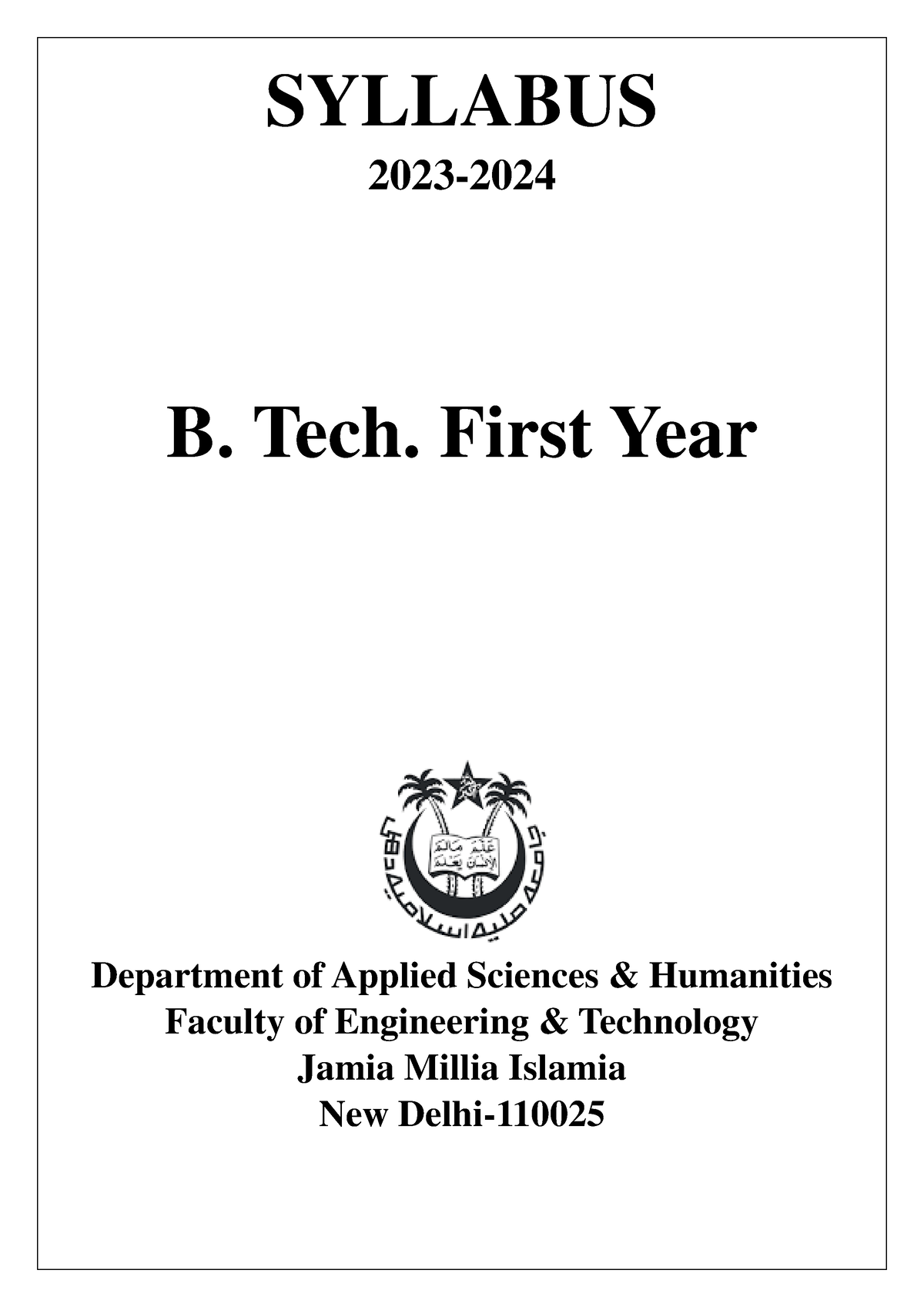 B. Tech. 1st Year Final Course Strucutre With Syllabus - SYLLABUS 2023 ...