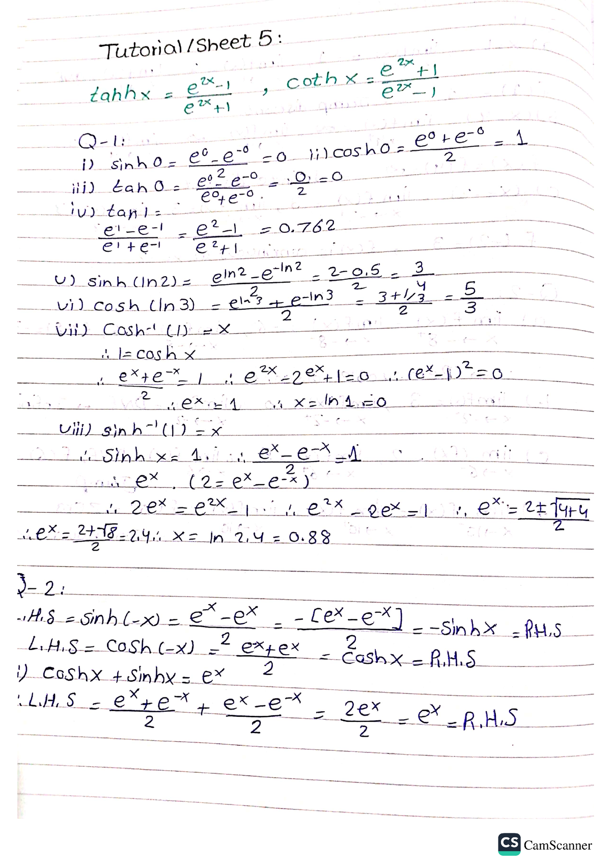 Tutorial 5 - Calculus I - Studocu