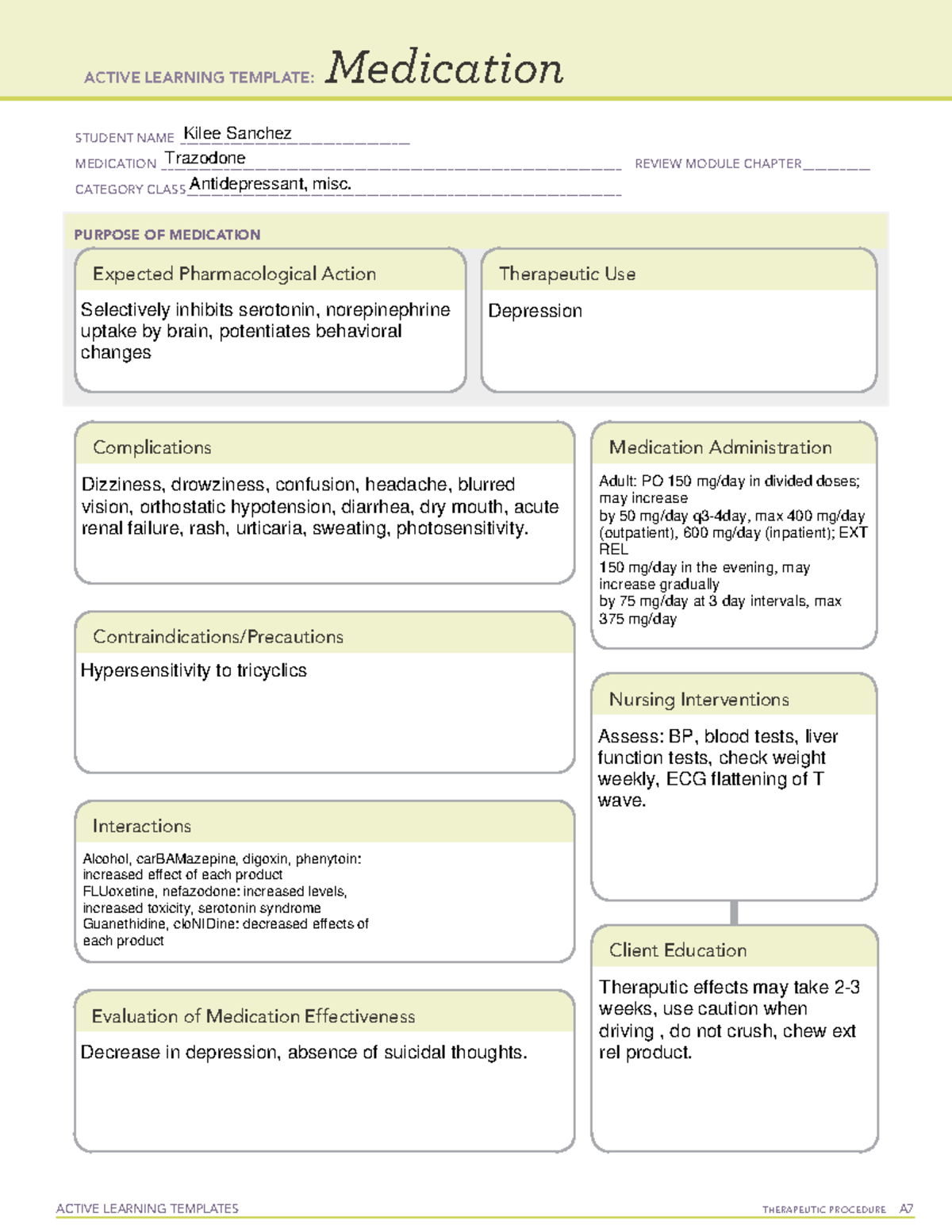 Trazadone - kkjjiuhhk - ACTIVE LEARNING TEMPLATES THERAPEUTIC PROCEDURE ...