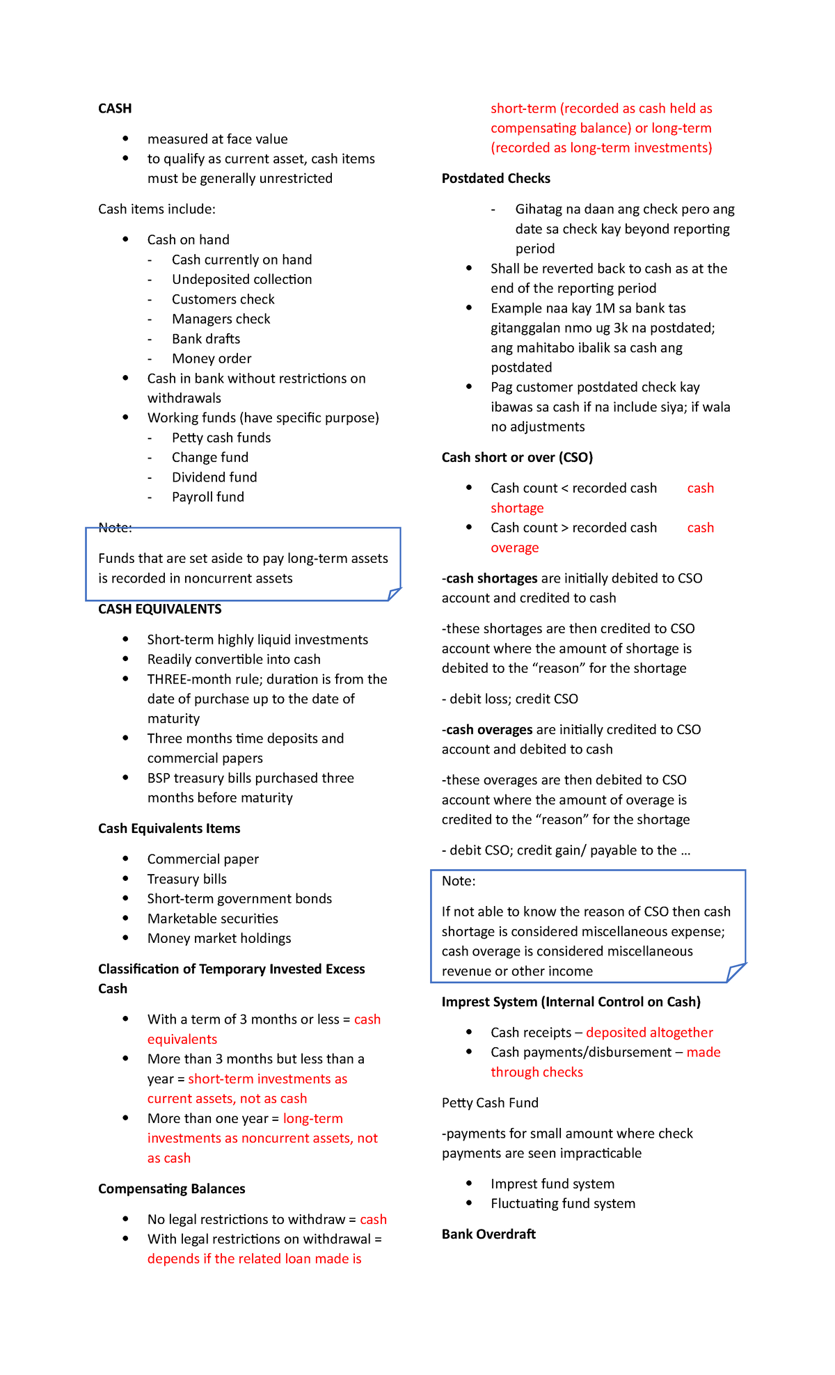 124 Cash and Cash Equivalents CASH measured at face value to qualify