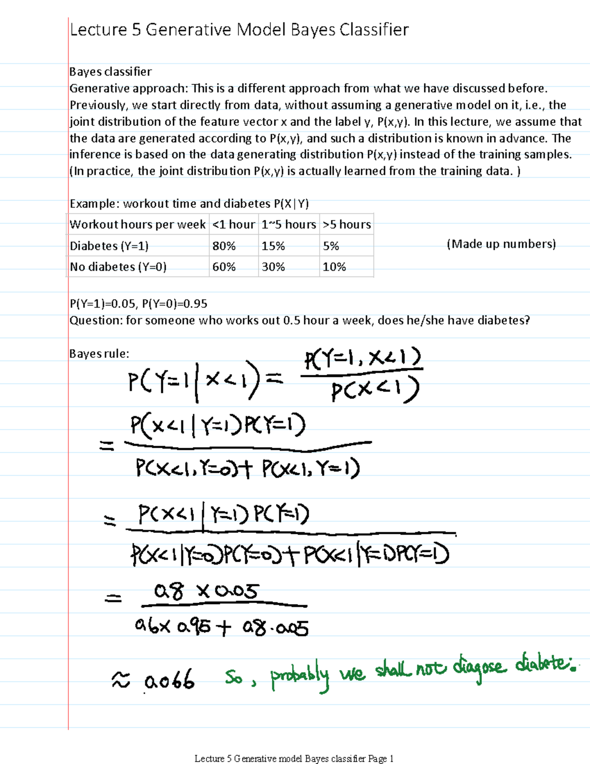 Lecture 5 Naive Bayes Classifier - Bayes classifier Generative approach ...
