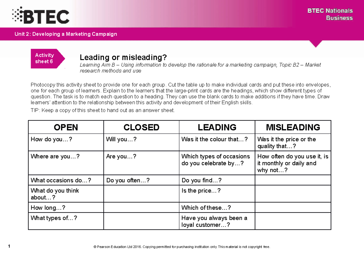 Aim B Activity Leading Or Misleading - Leading Or Misleading? Learning ...