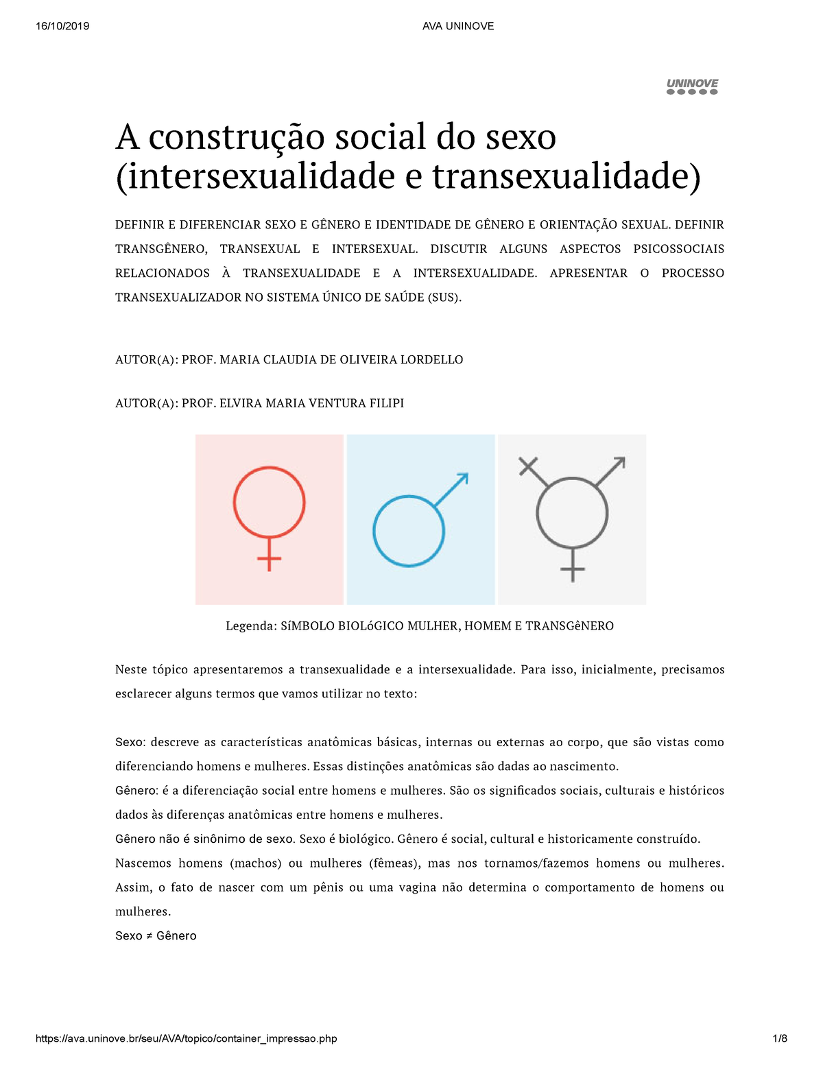 A Construção Social Do Sexo Intersexualidade E Transexualidade A Construção Social Do Sexo 5331