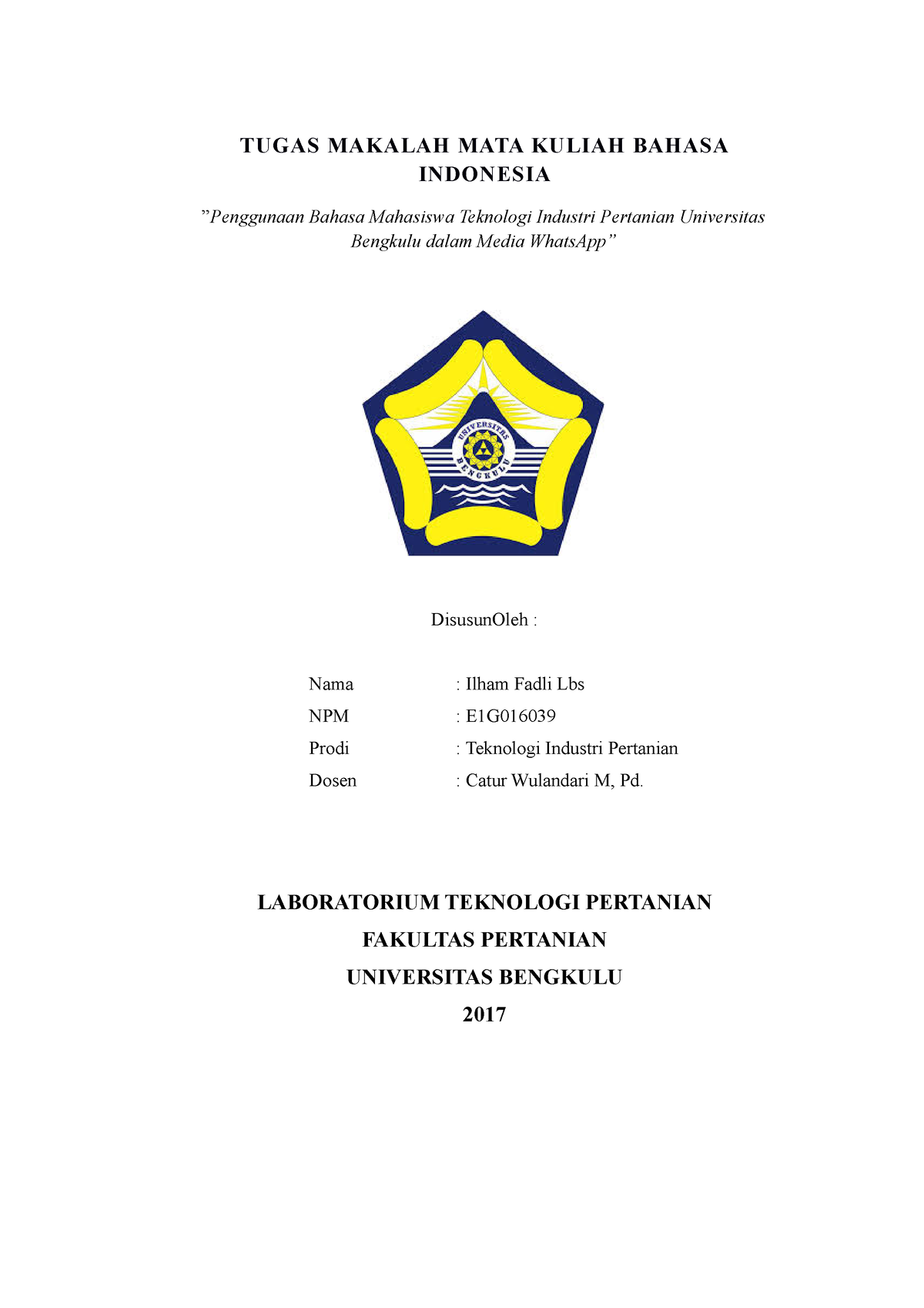 Tugas Makalah MATA Kuliah Bahasa Indones - TUGAS MAKALAH MATA KULIAH ...