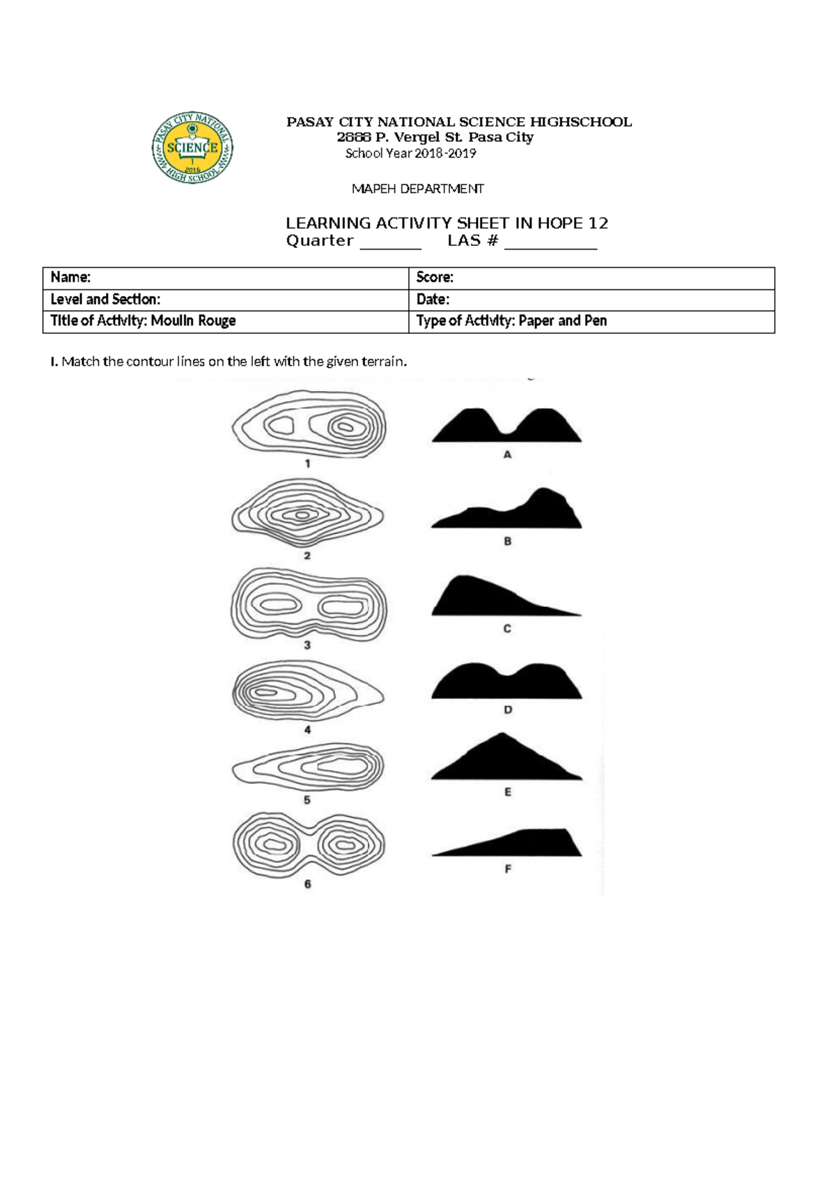 SQ- Contour Lines - Physical Education and Health - PASAY CITY NATIONAL ...