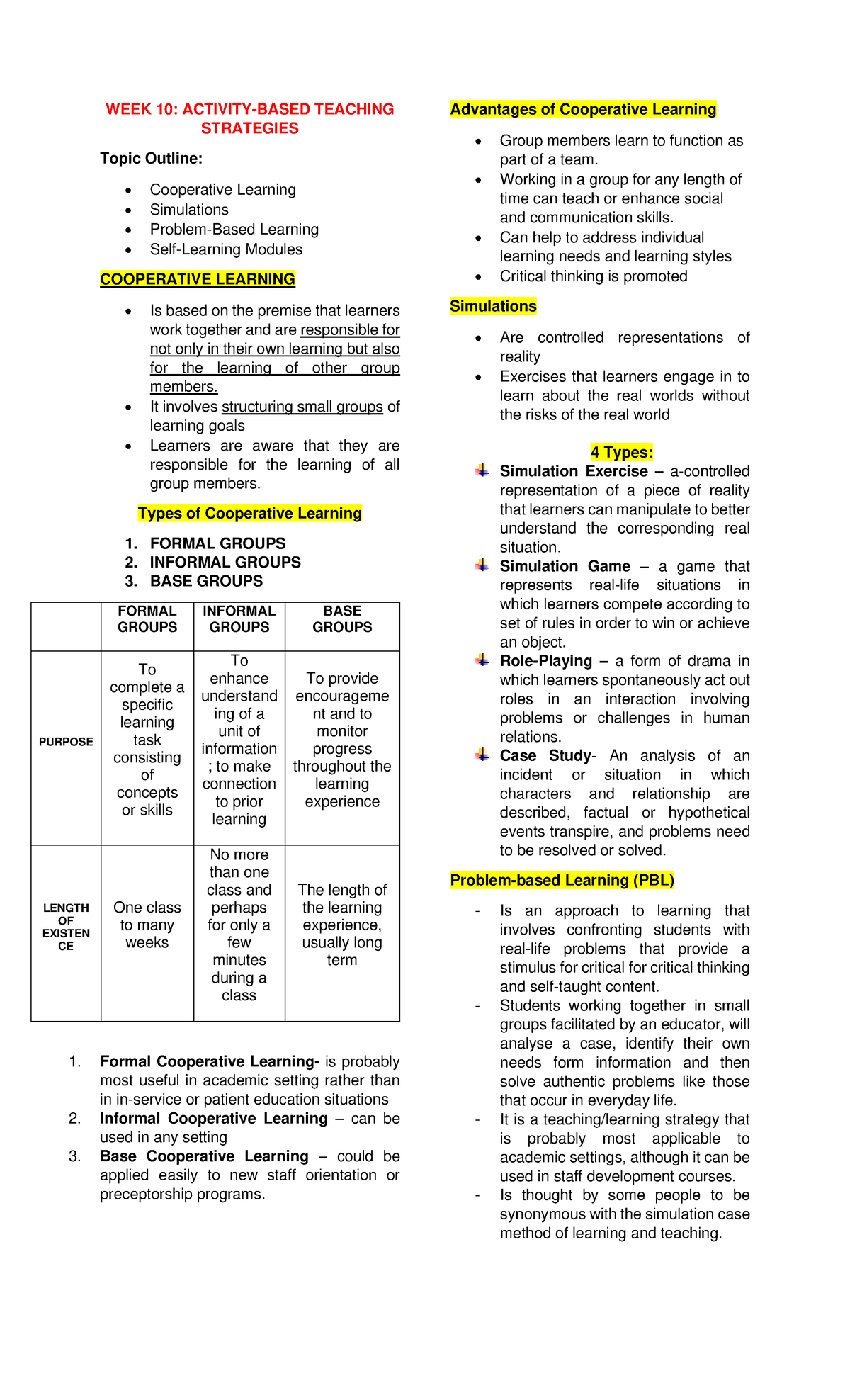 WEEK 10 Activity Based Teaching Strategies WEEK 10 ACTIVITYBASED