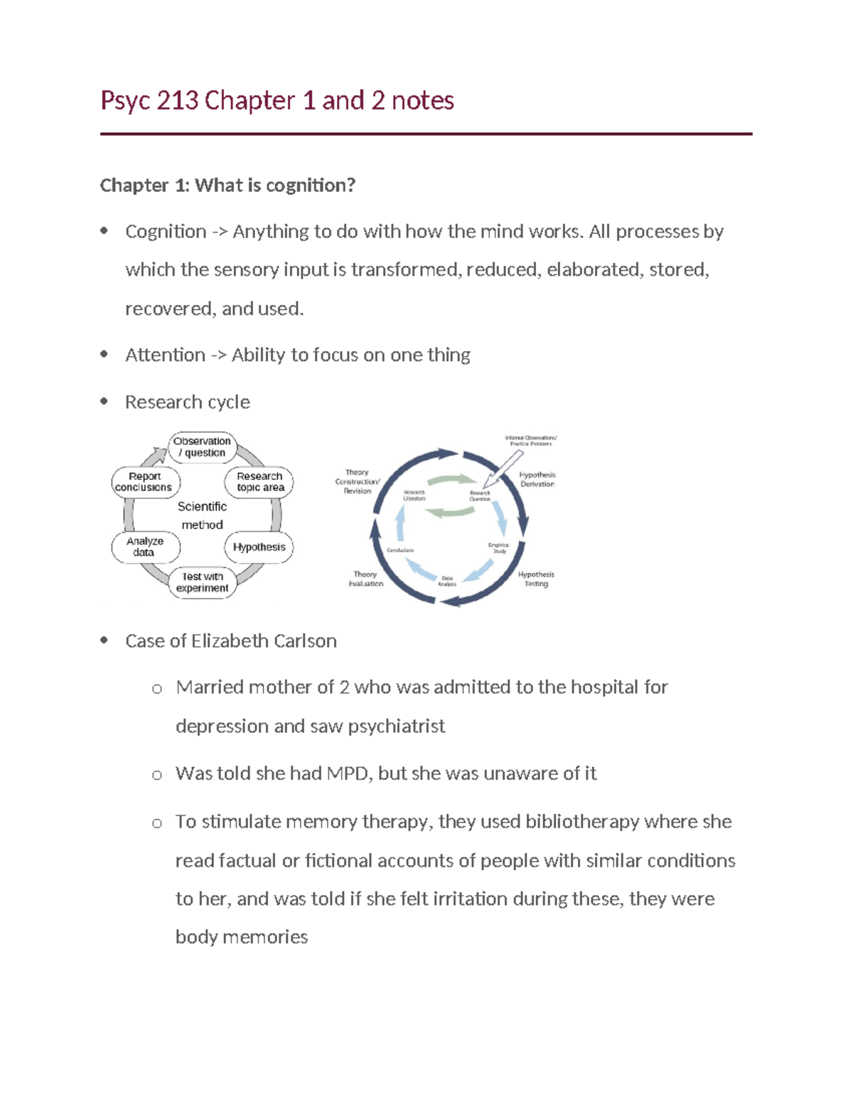Psyc 213 Chapter 1 and 2 notes - Psyc 213 Chapter 1 and 2 notes Chapter ...