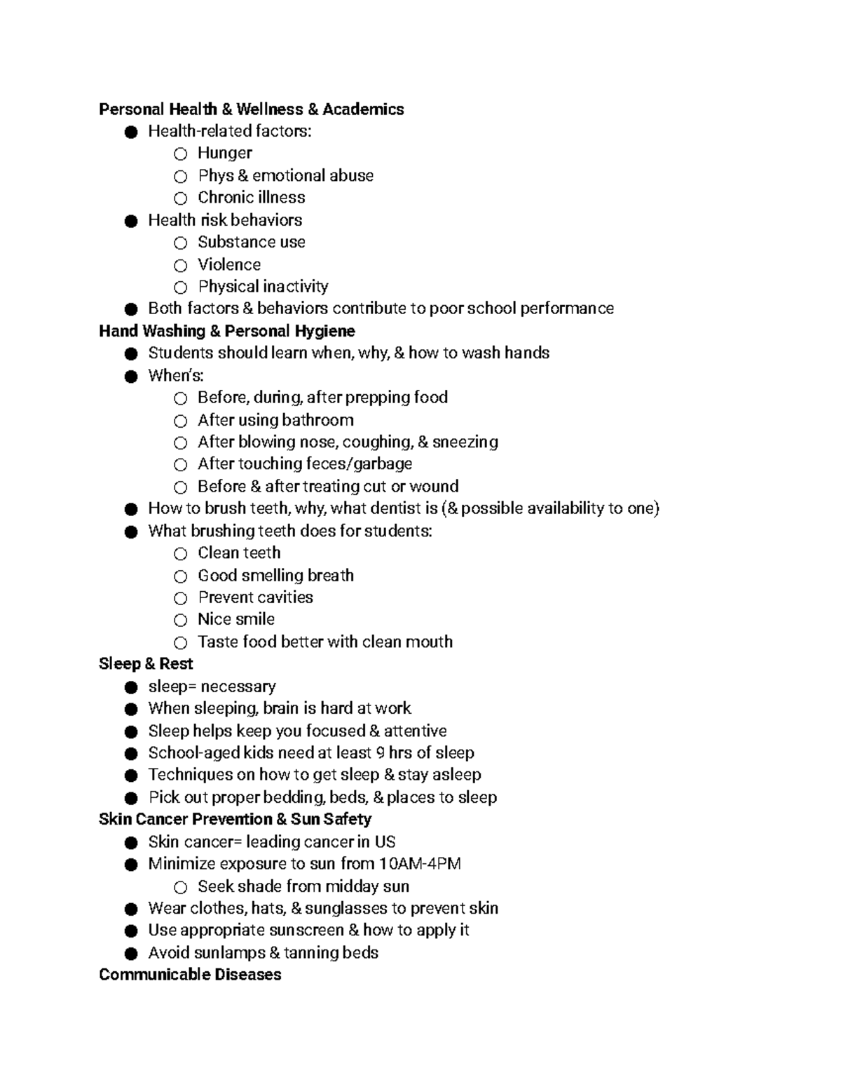 12. Personal Health and Wellness Personal Health & Wellness