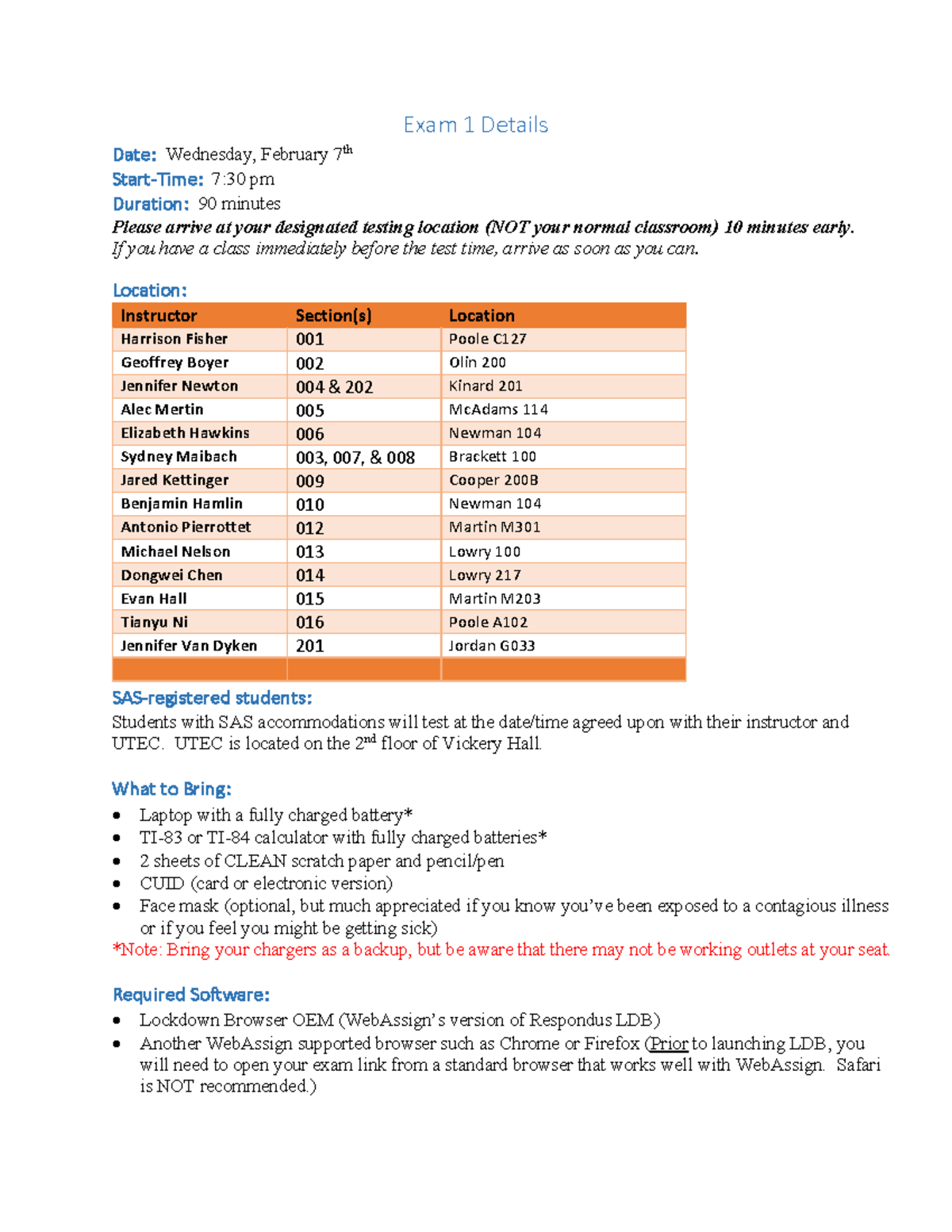 2070 S24 Exam 1 Details - hi this is a math 2070 - Exam 1 Details Date ...