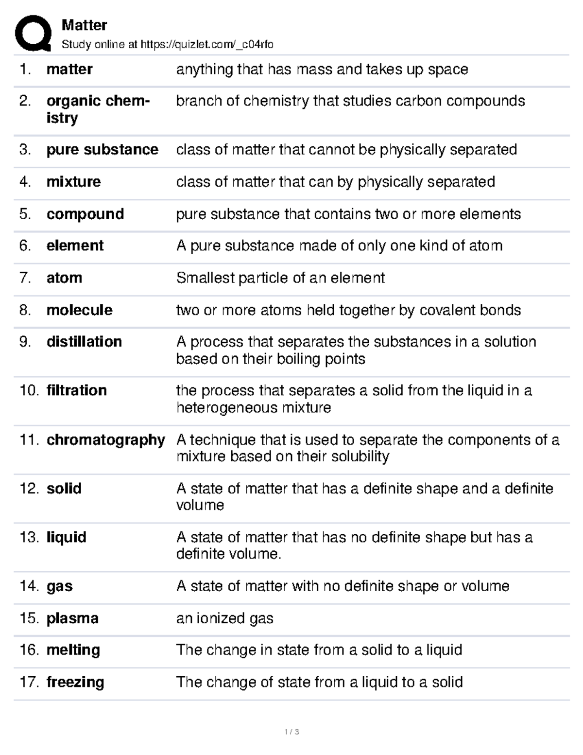 Matter - Matter Study online at quizlet/_c04rfo matter anything that ...